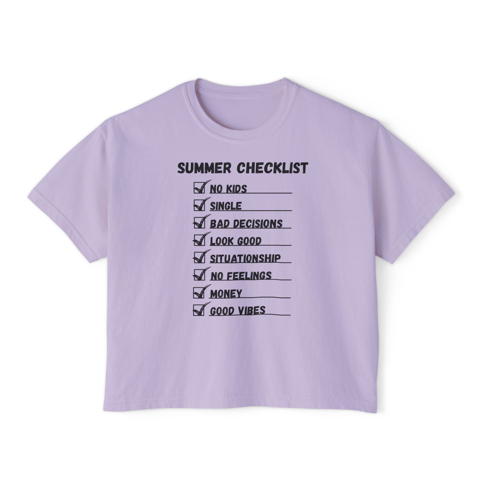 Summer Checklist Boxy Tee — 'Summer Checklist' Graphic Women's Boxy T-Shirt