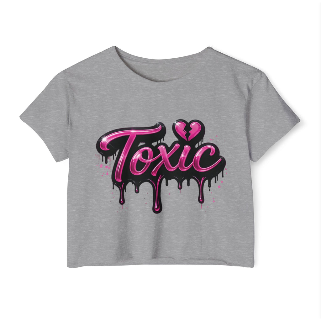 Toxic Graphic Crop Top — Pink Drip Festival Tee for Women