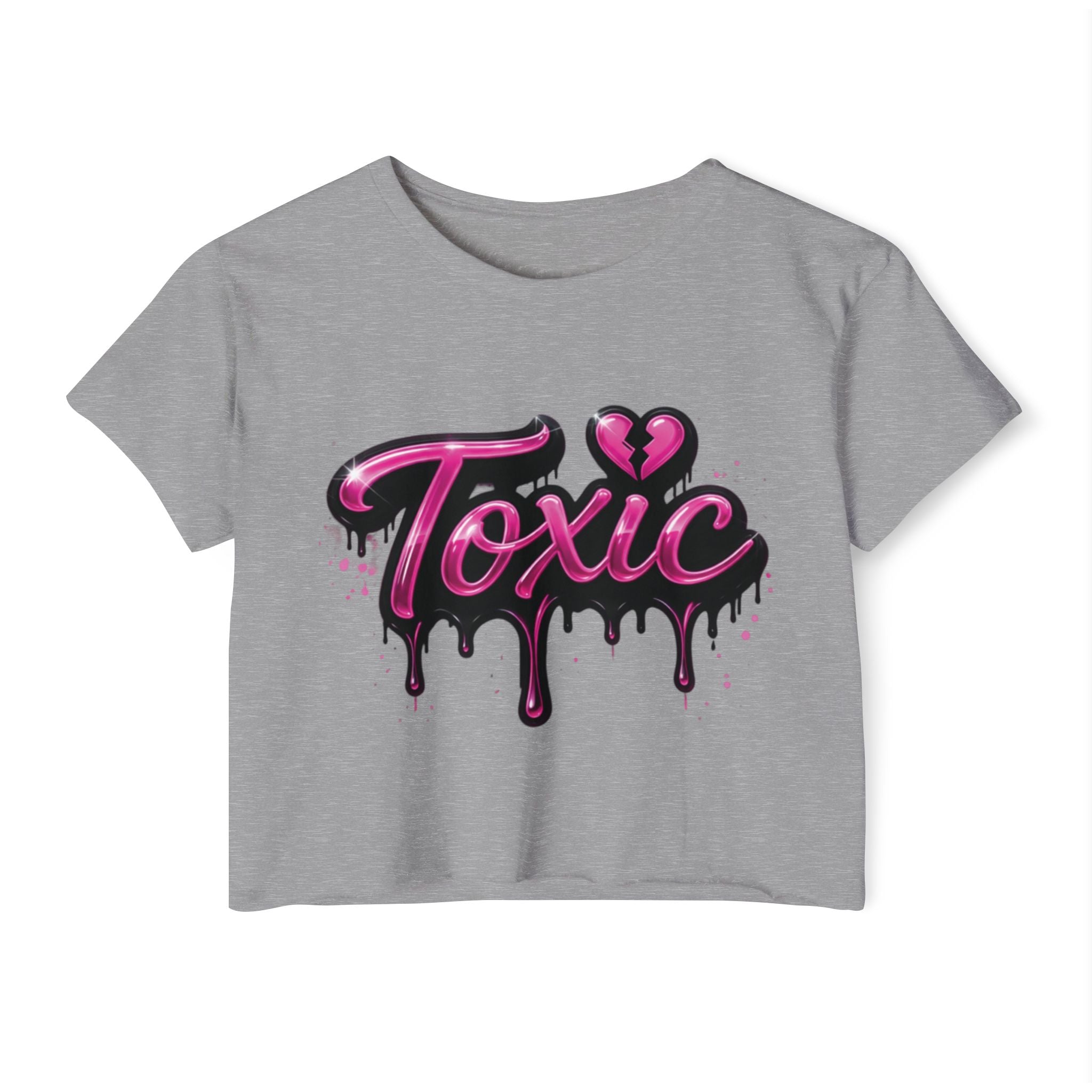 Toxic Graphic Crop Top — Pink Drip Festival Tee for Women