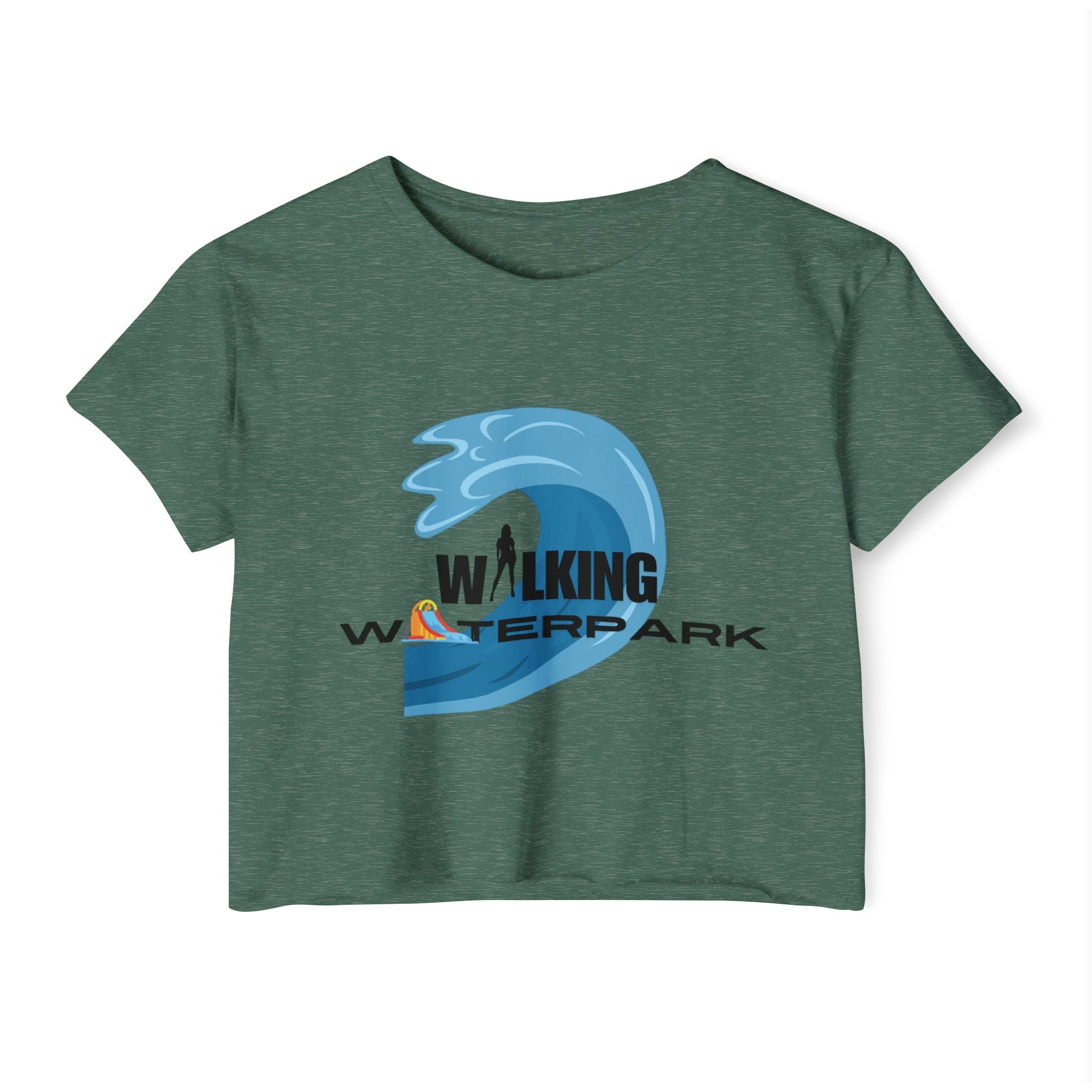 Walking Waterpark Crop Top — Women's Festival Surf Wave Tee