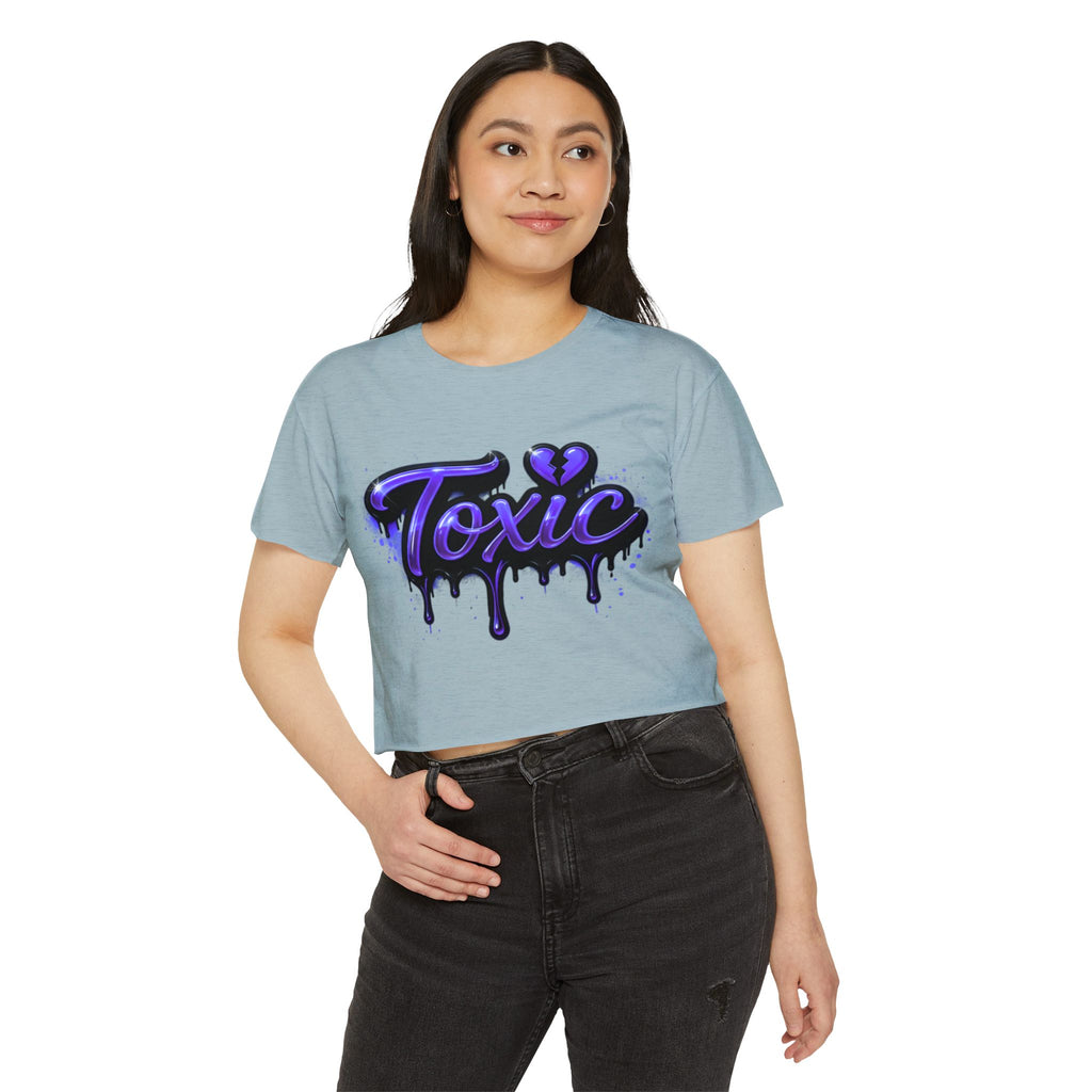 Toxic Graphic Crop Top — Purple Drip Festival Tee