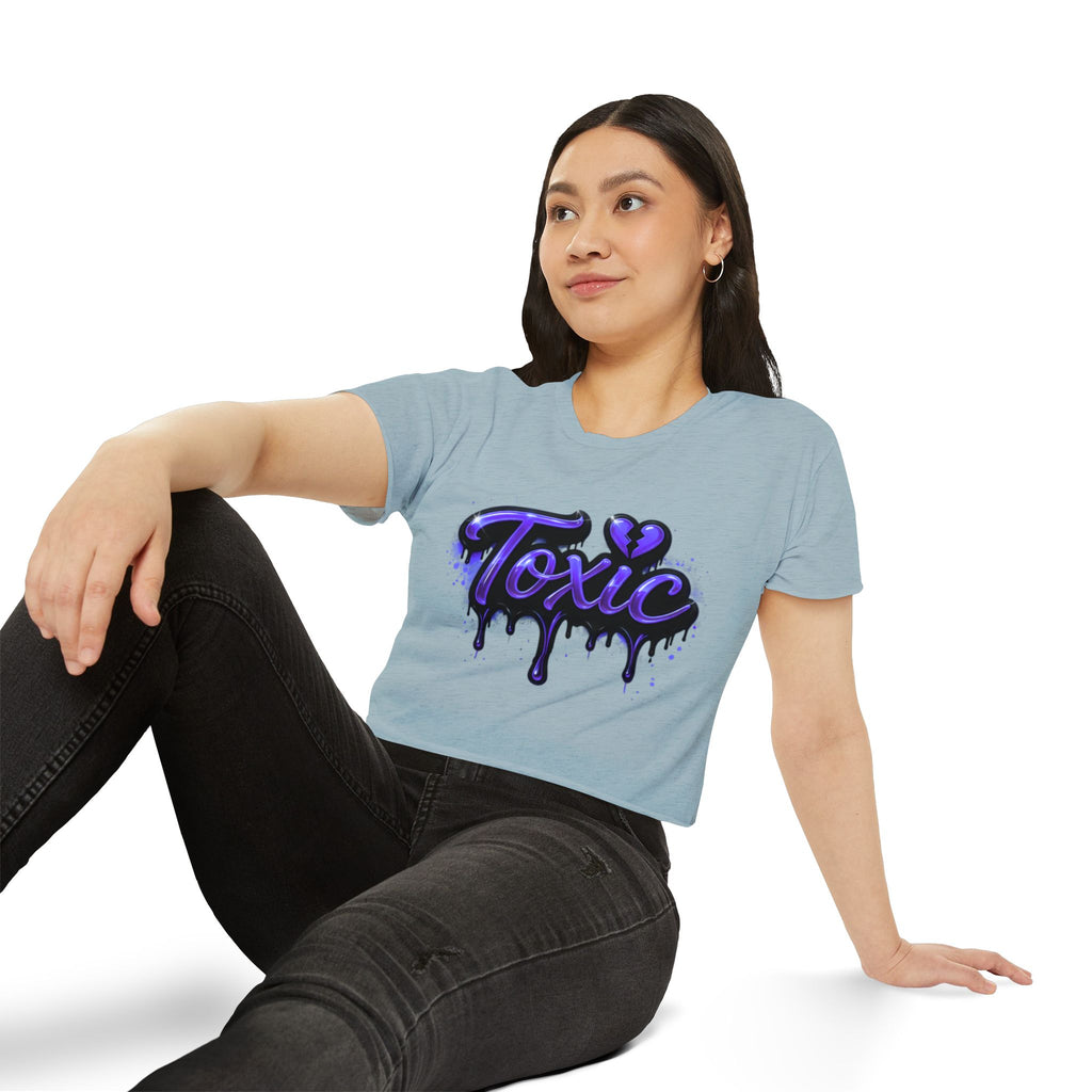 Toxic Graphic Crop Top — Purple Drip Festival Tee