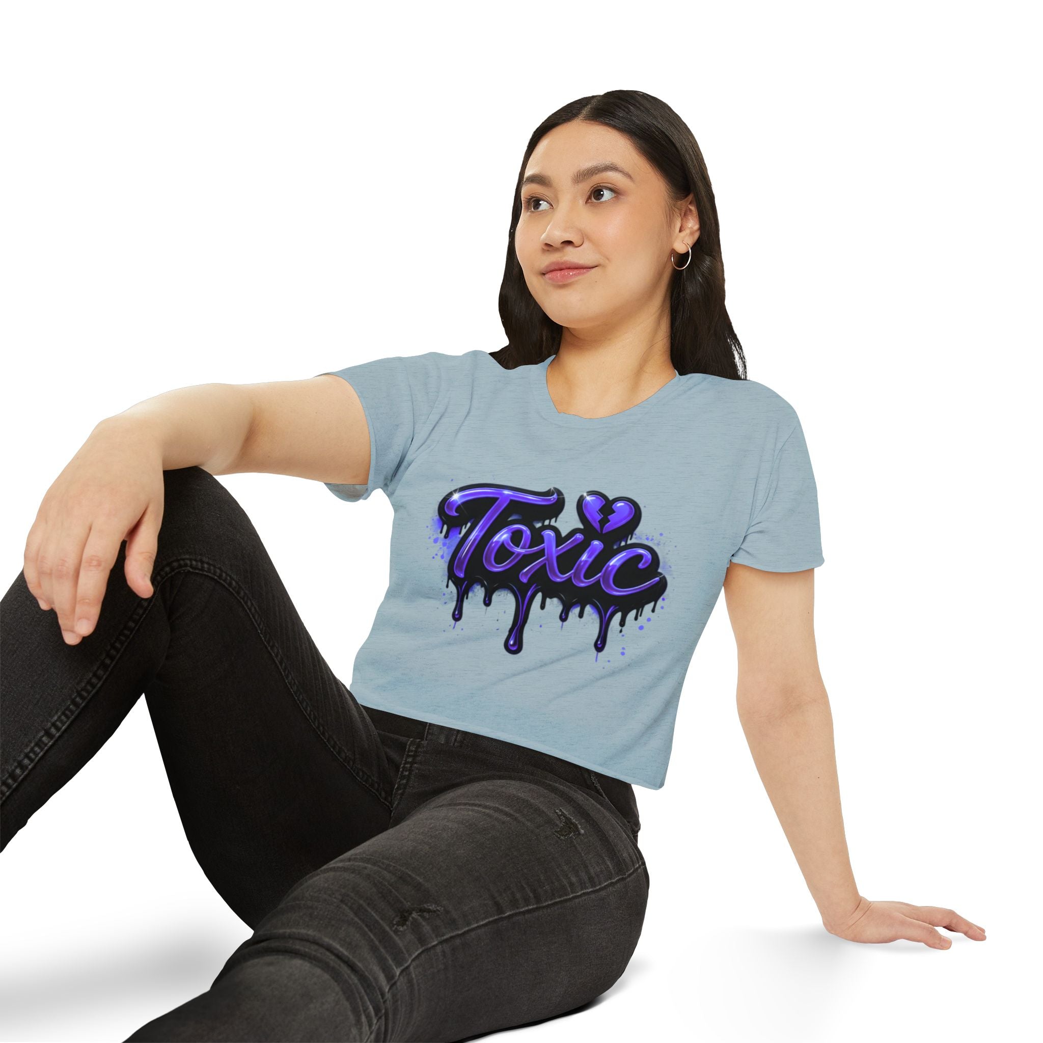Toxic Graphic Crop Top — Purple Drip Festival Tee