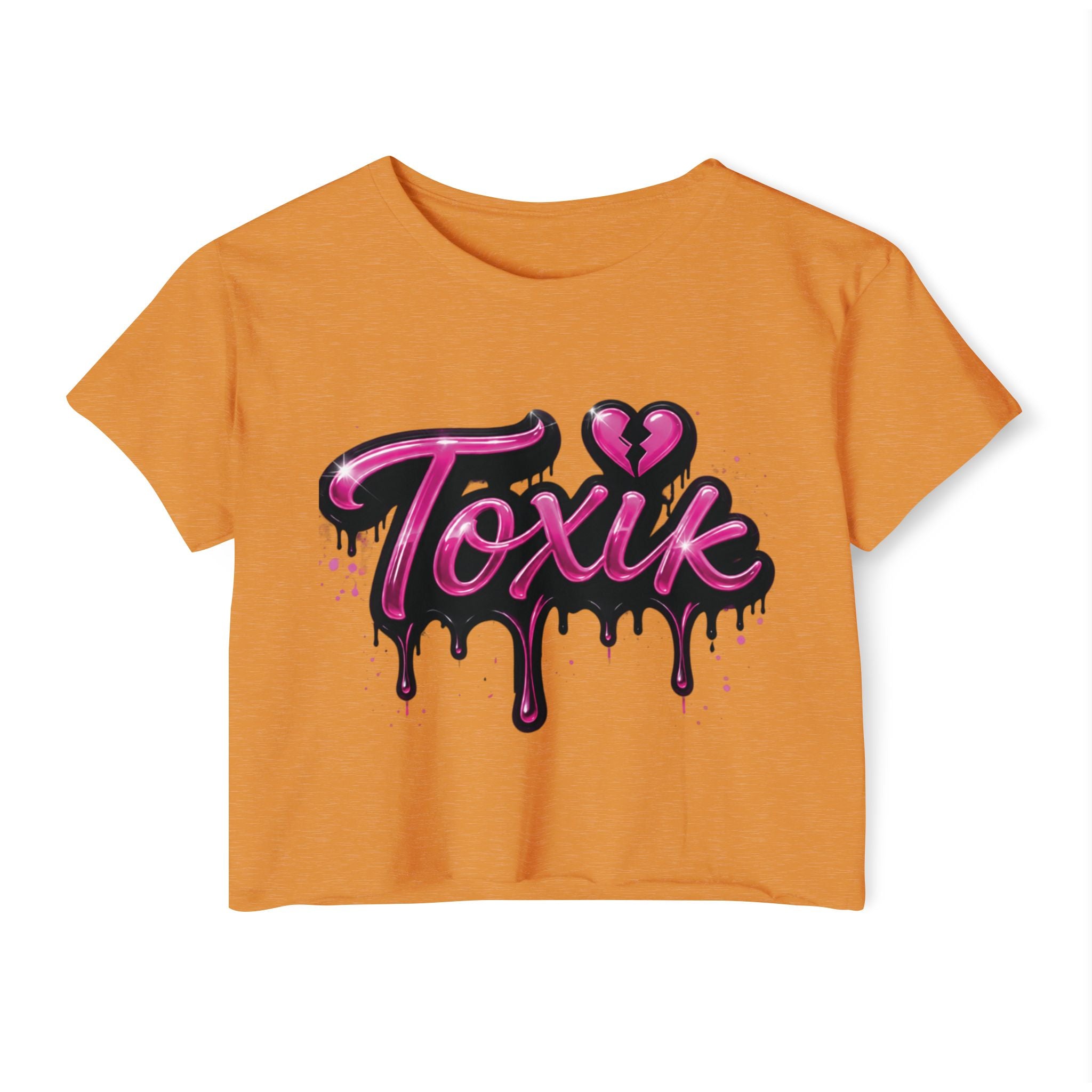 Toxik Graphic Crop Top — Pink Drip Festival Tee for Women