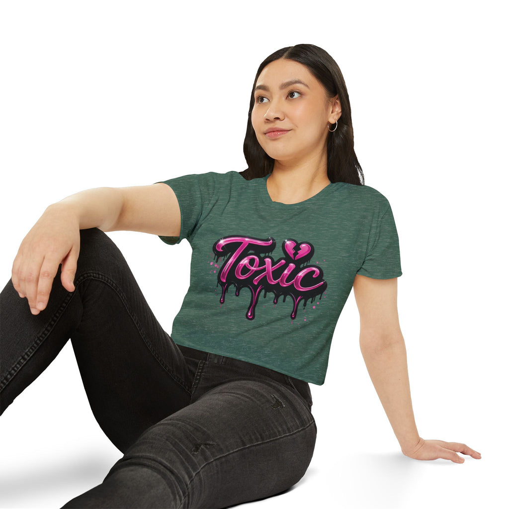 Toxic Graphic Crop Top — Pink Drip Festival Tee for Women