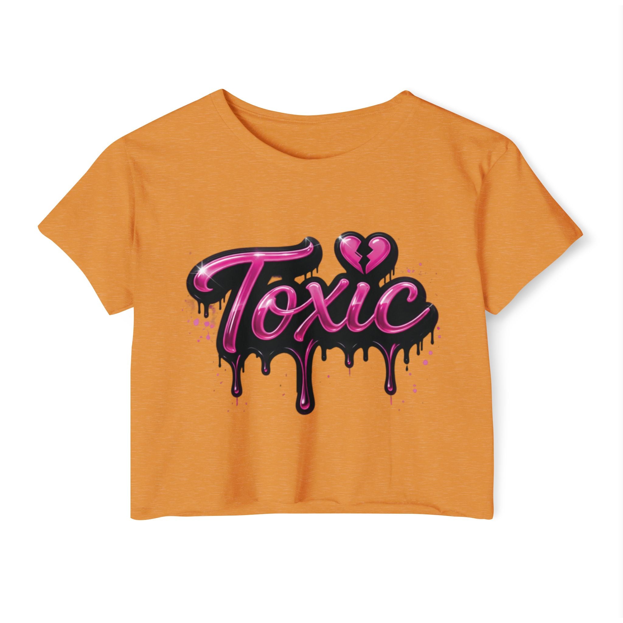 Toxic Graphic Crop Top — Pink Drip Festival Tee for Women