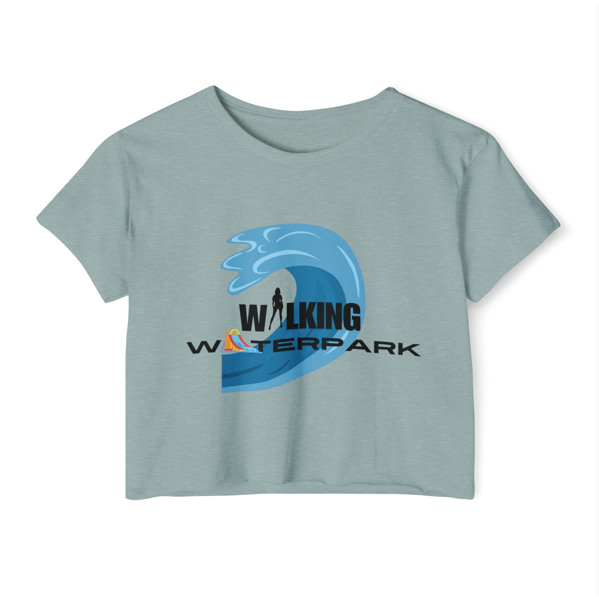 Walking Waterpark Crop Top — Women's Festival Surf Wave Tee