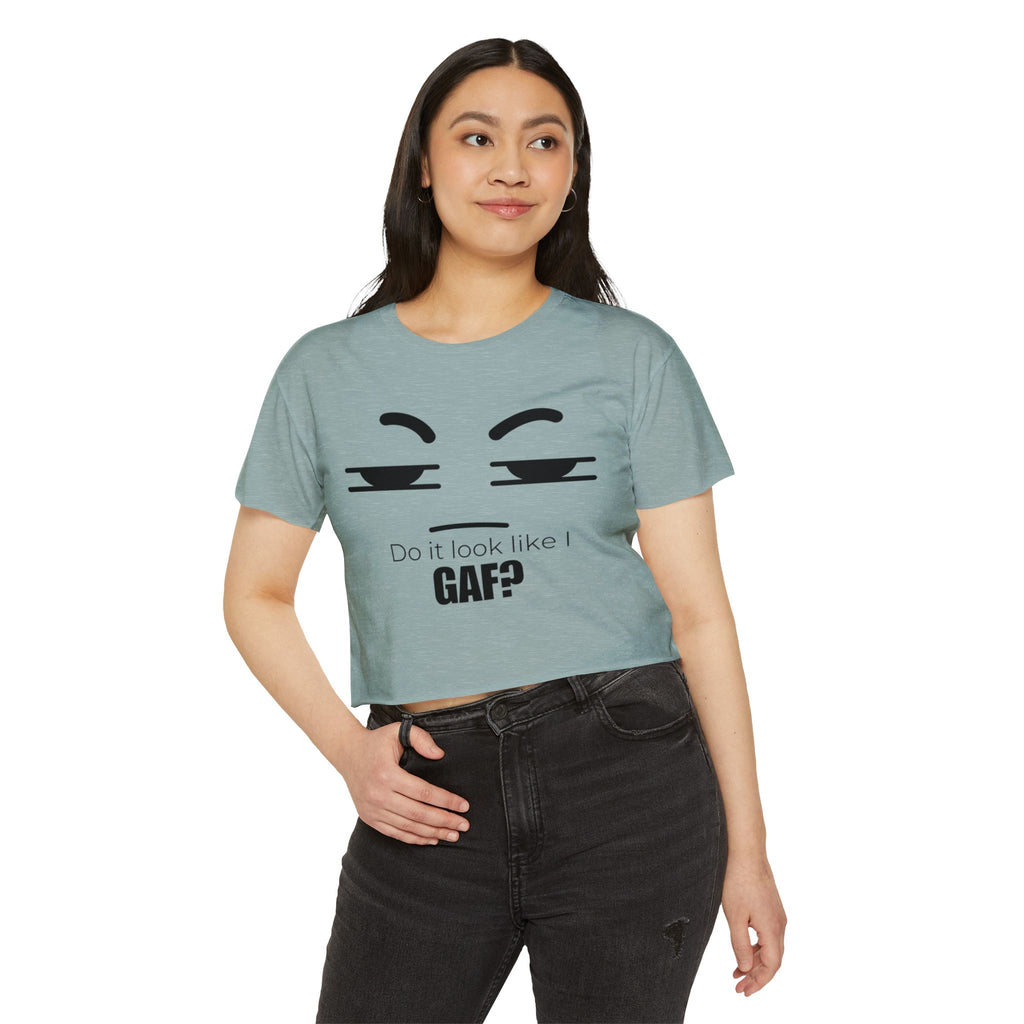 Do it look like I GAF? Face Graphic Crop Top | Sassy Text Tee
