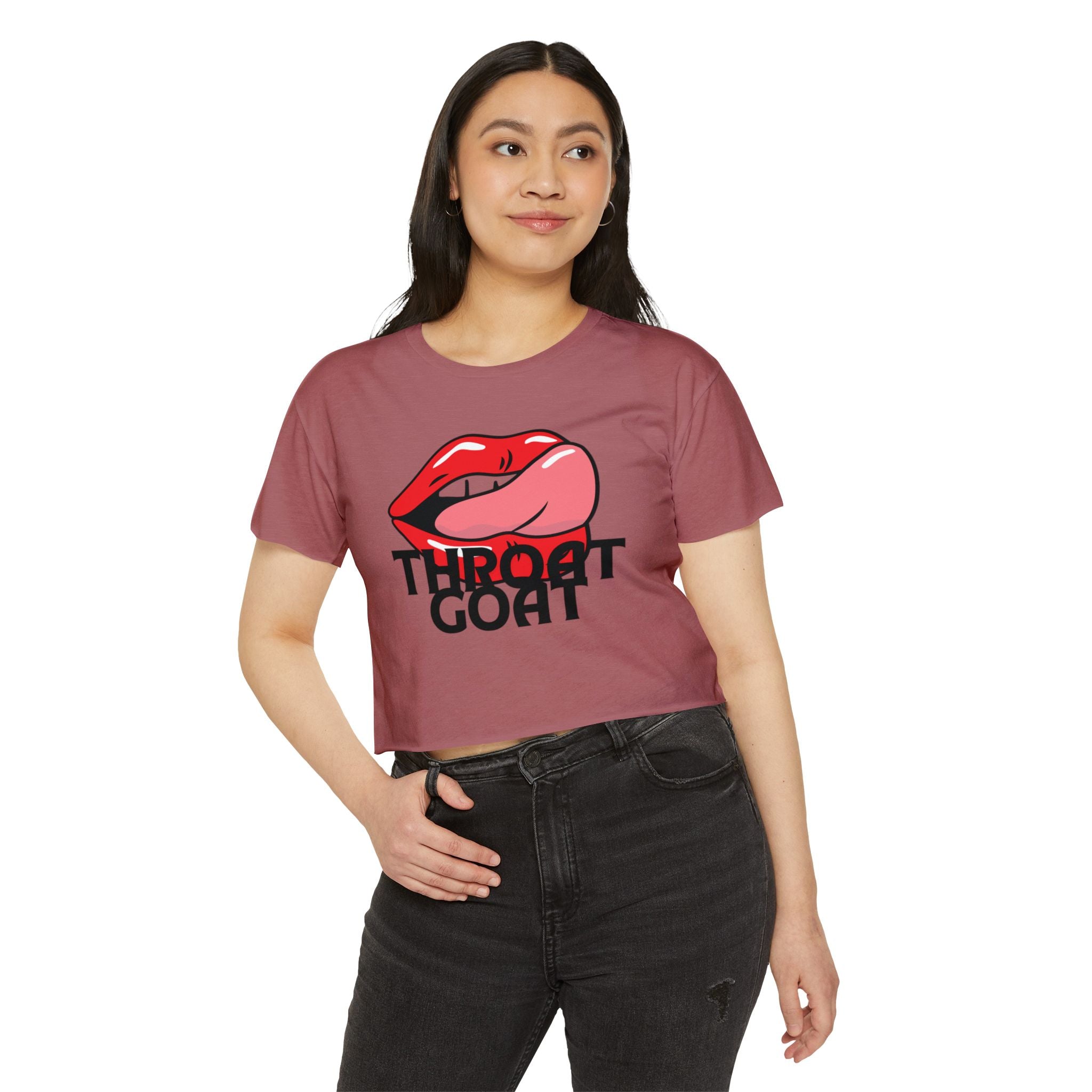 Throat Goat Crop Top — Edgy Festival Women's Graphic Tee
