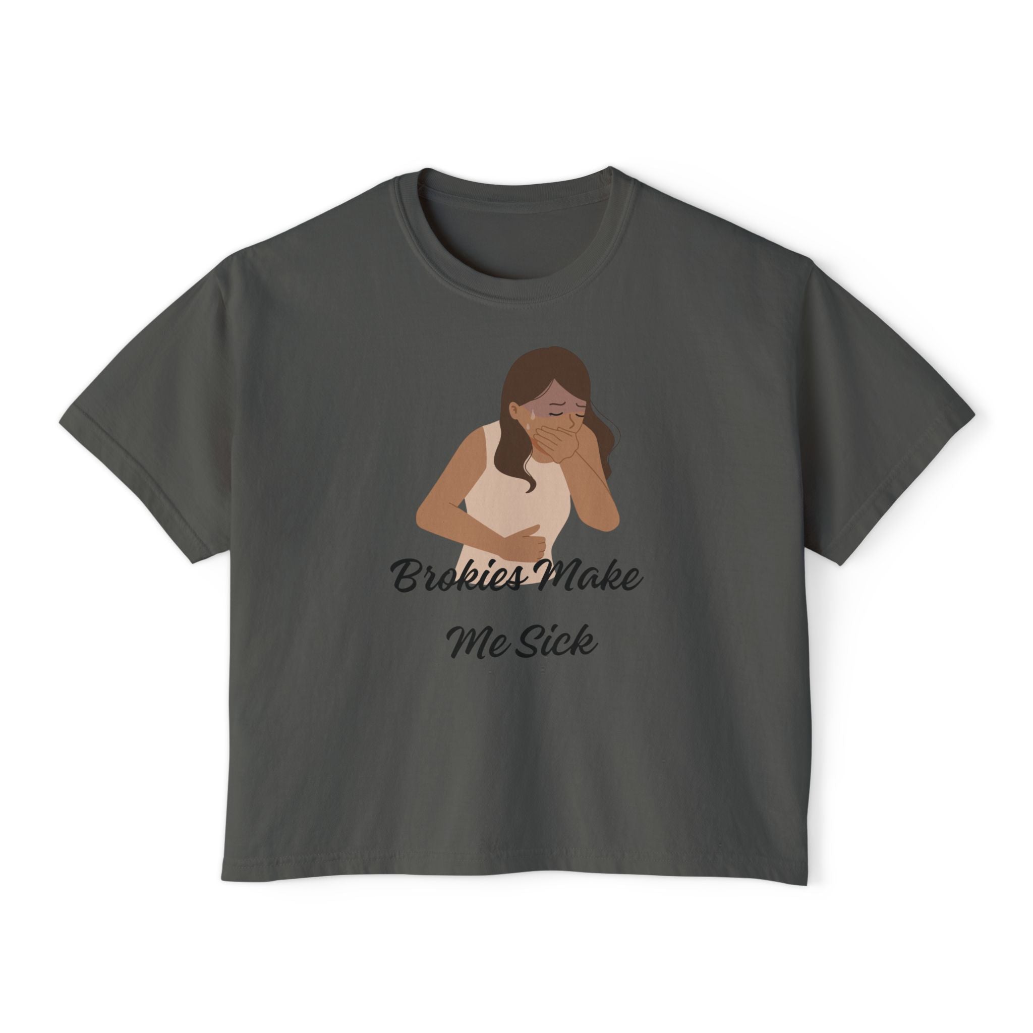 Women's Boxy Tee — "Brokies Make Me Sick" Graphic Crop T-Shirt
