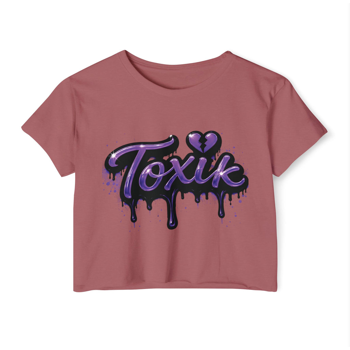 Toxik Graphic Crop Top — Purple Drip Festival Tee