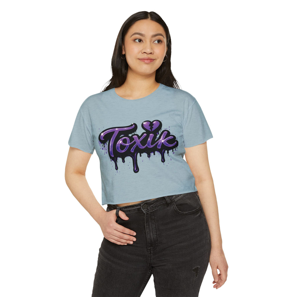 Toxik Graphic Crop Top — Purple Drip Festival Tee