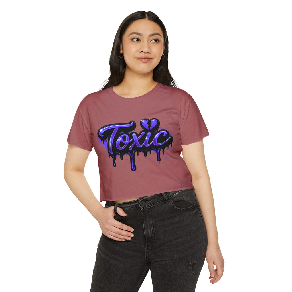 Toxic Graphic Crop Top — Purple Drip Festival Tee