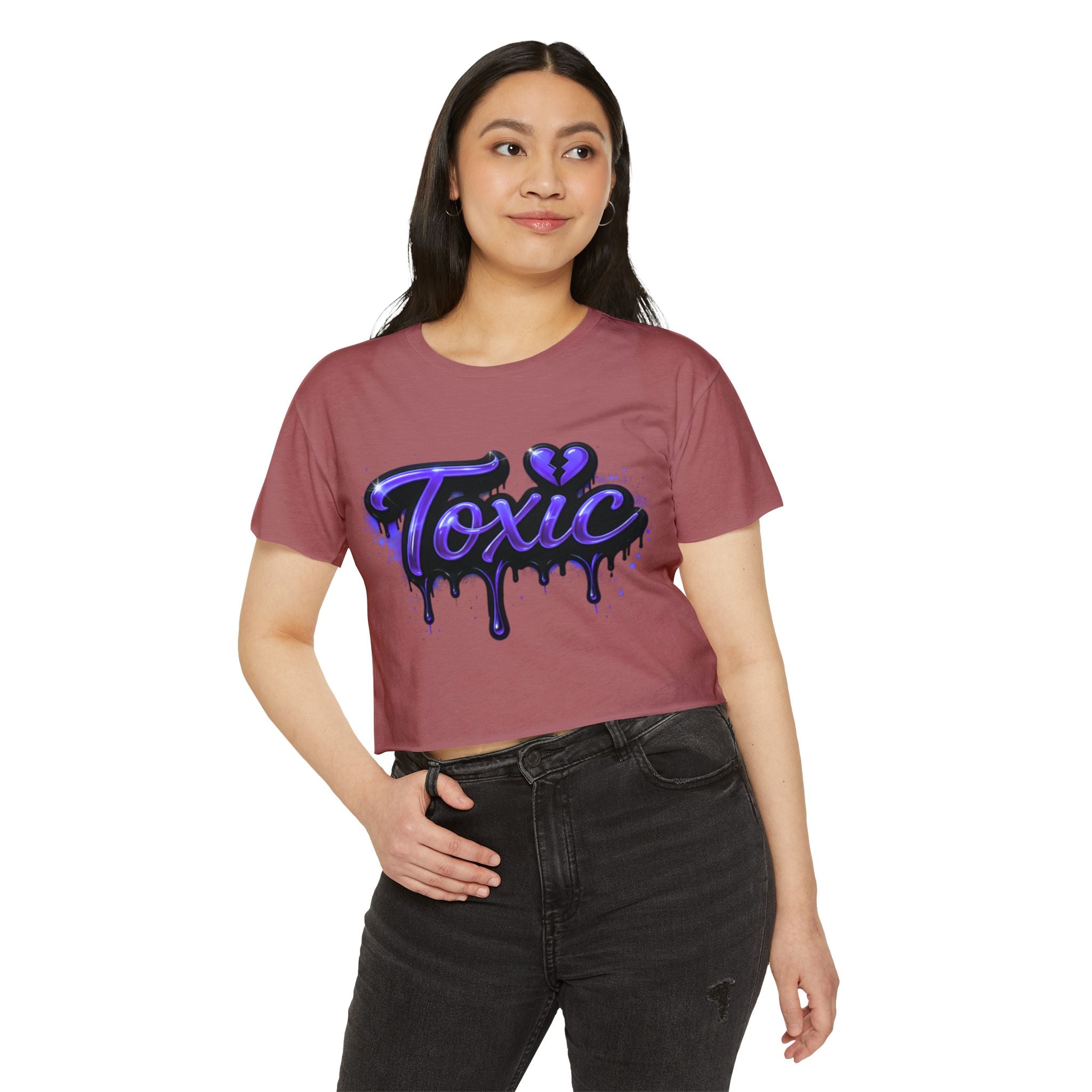 Toxic Graphic Crop Top — Purple Drip Festival Tee
