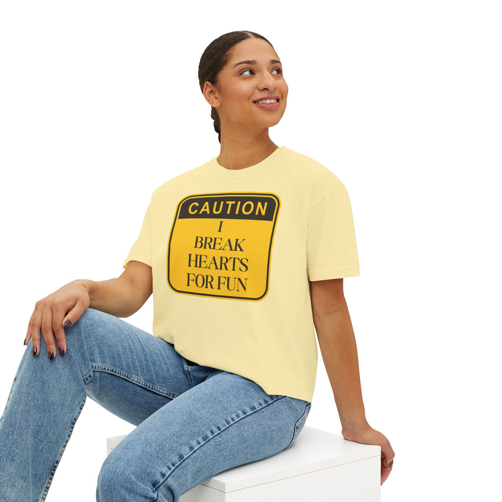 Caution: I Break Hearts For Fun Boxy Tee