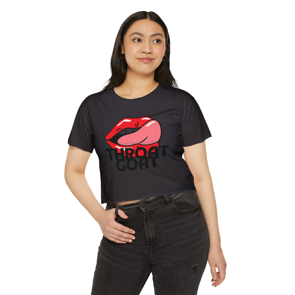 Throat Goat Crop Top — Edgy Festival Women's Graphic Tee