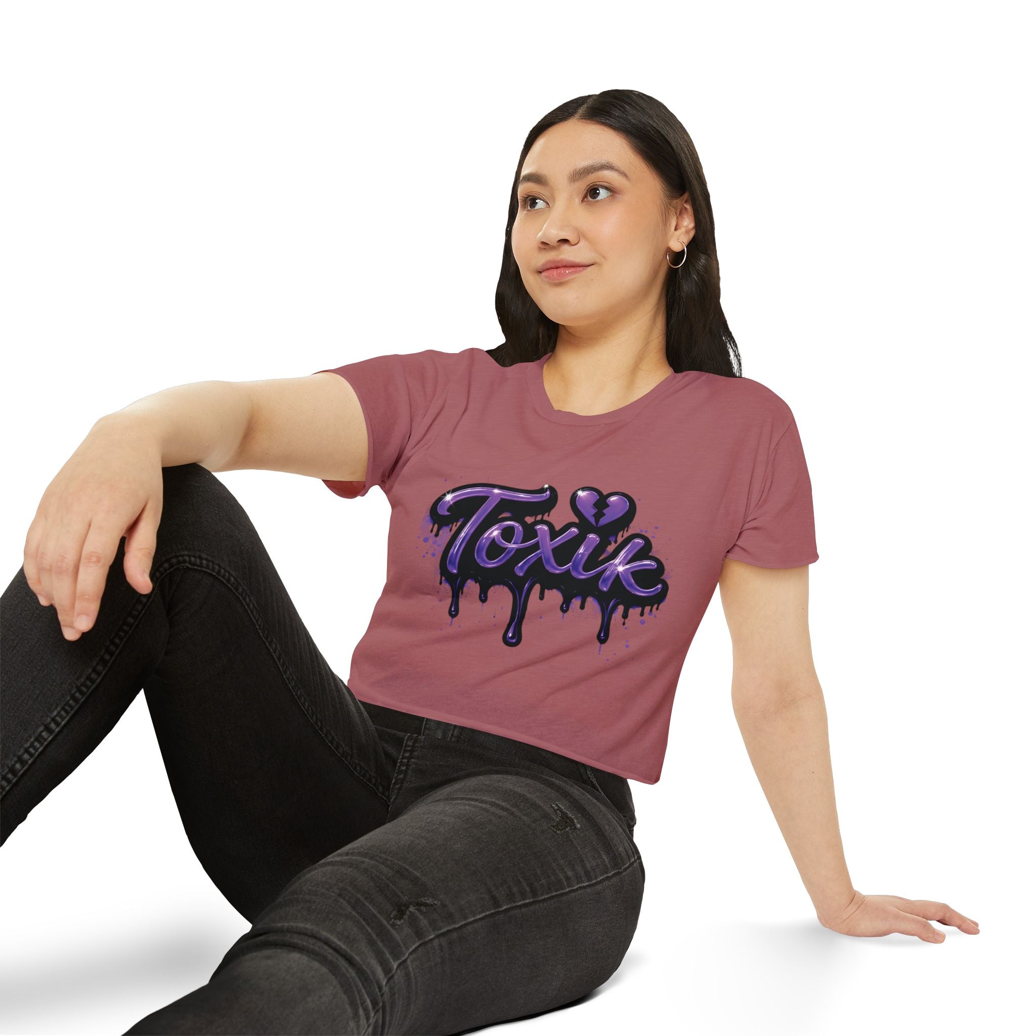 Toxik Graphic Crop Top — Purple Drip Festival Tee