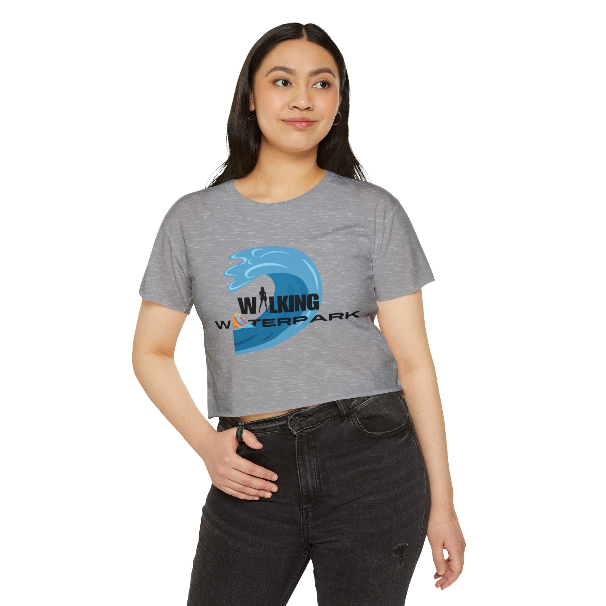 Walking Waterpark Crop Top — Women's Festival Surf Wave Tee