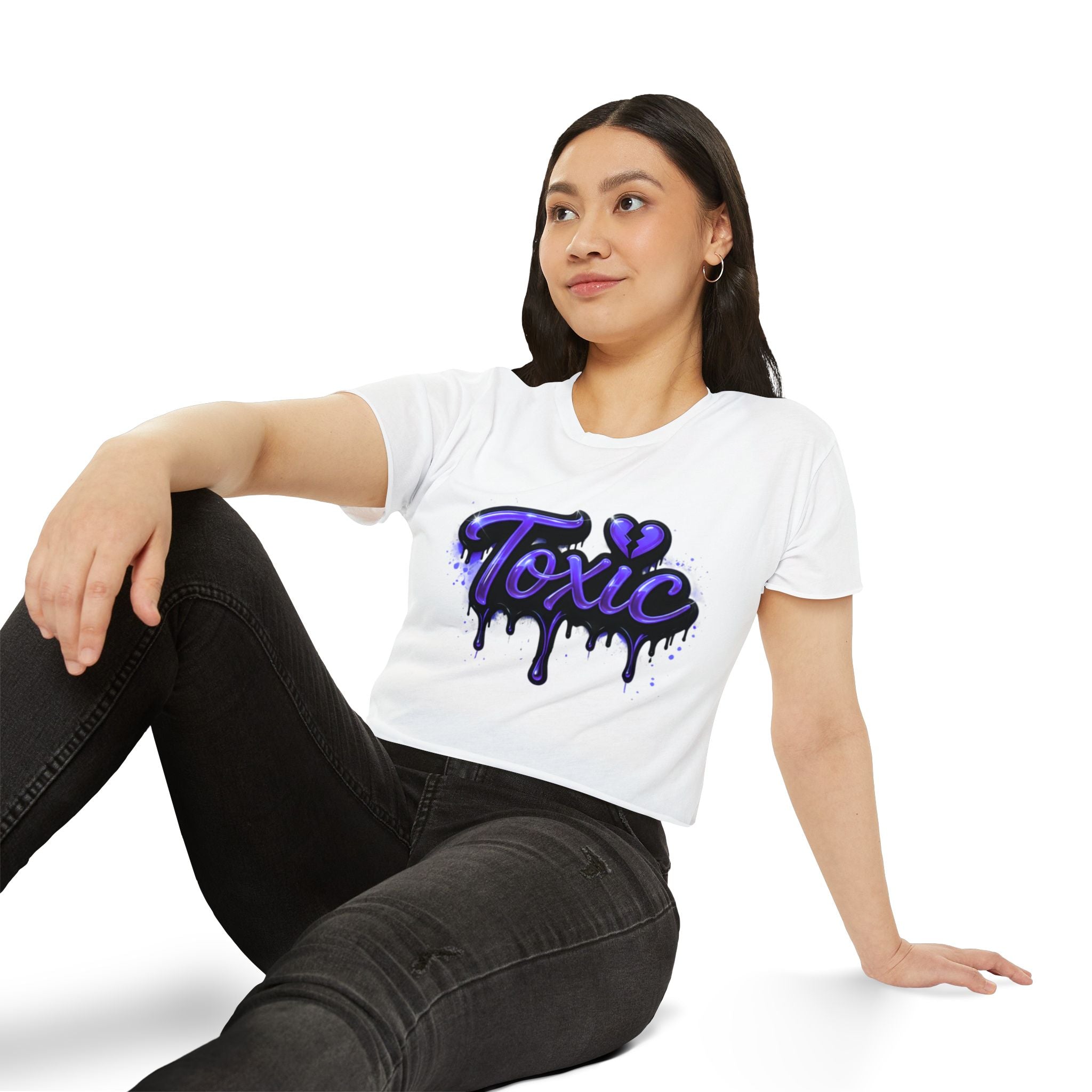 Toxic Graphic Crop Top — Purple Drip Festival Tee