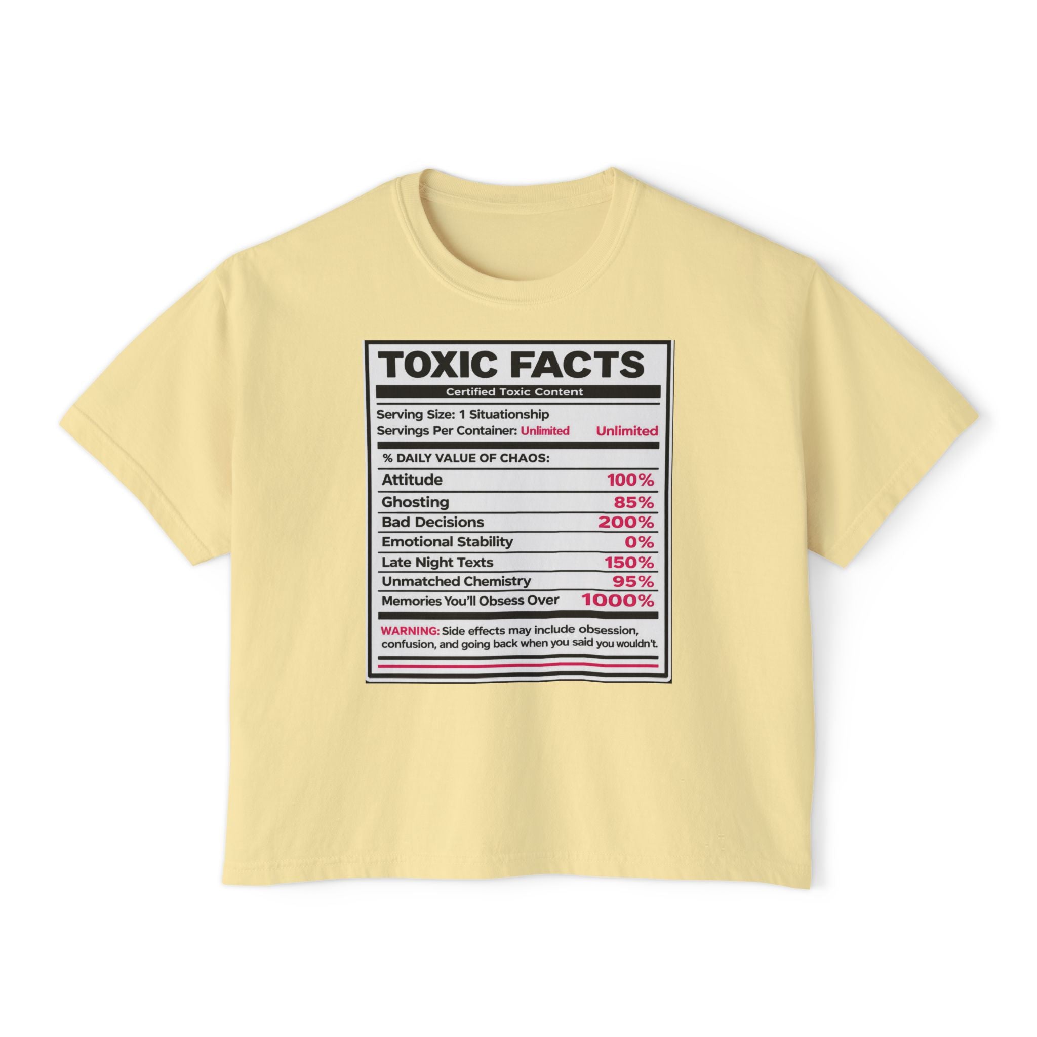 Toxic Facts Graphic Tee — Funny “Toxic Facts” Nutrition Label Shirt