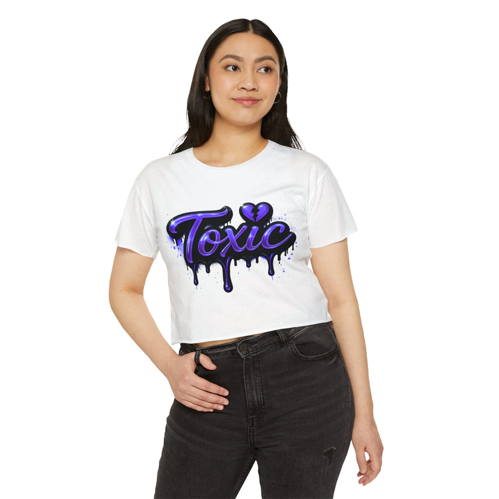 Toxic Graphic Crop Top — Purple Drip Festival Tee