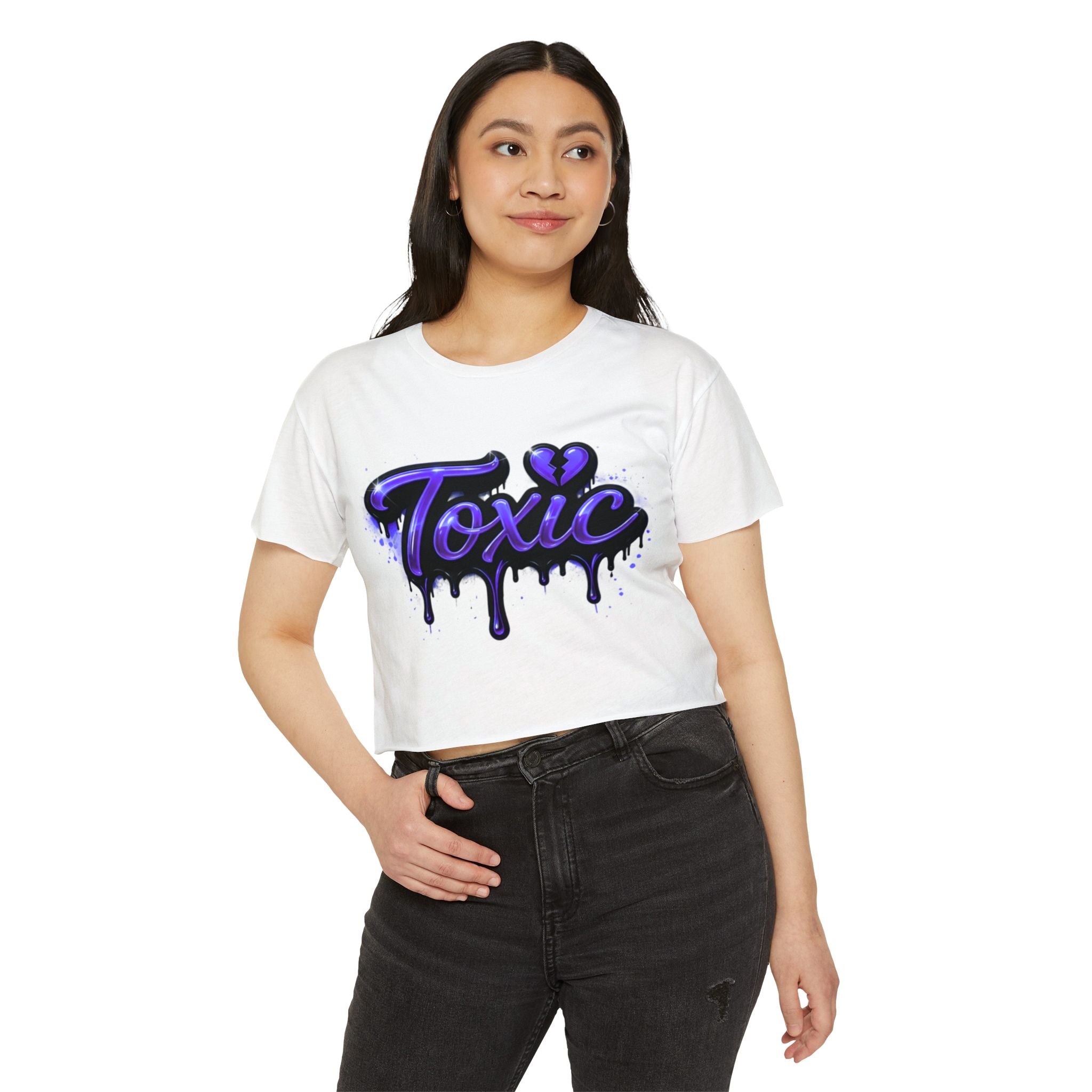 Toxic Graphic Crop Top — Purple Drip Festival Tee