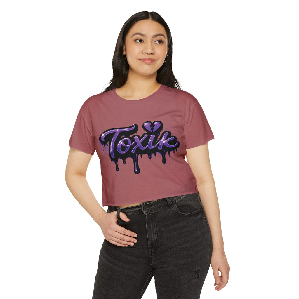 Toxik Graphic Crop Top — Purple Drip Festival Tee