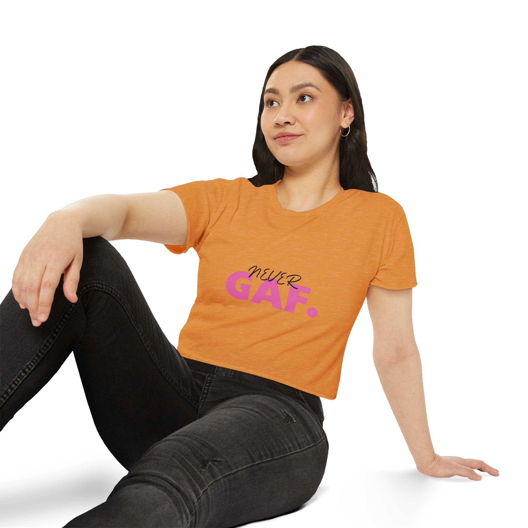 Never GAF Crop Top | Bold Pink Typography, Festival Graphic Tee