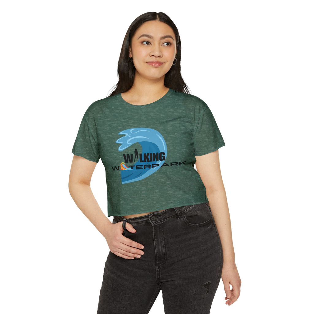 Walking Waterpark Crop Top — Women's Festival Surf Wave Tee