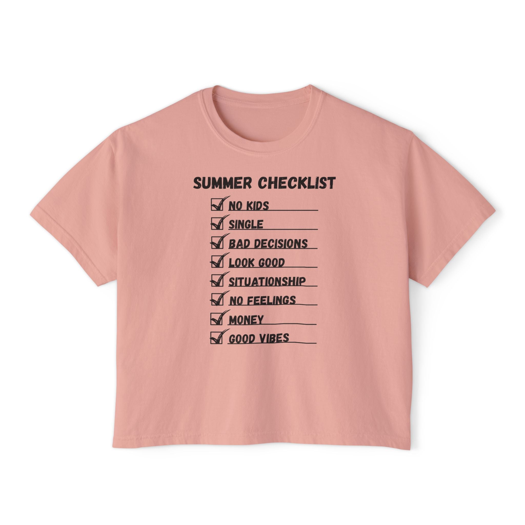 Summer Checklist Boxy Tee — 'Summer Checklist' Graphic Women's Boxy T-Shirt