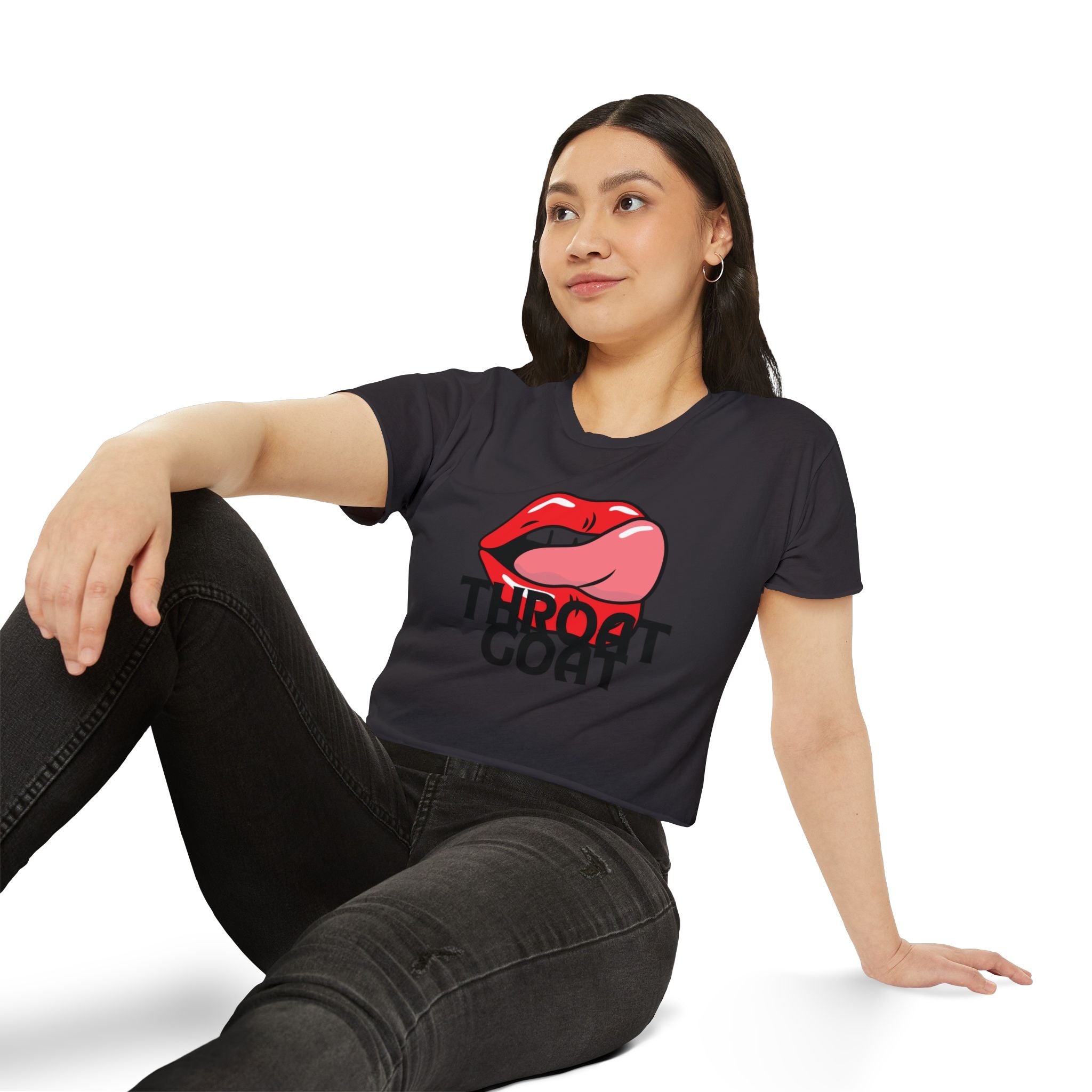 Throat Goat Crop Top — Edgy Festival Women's Graphic Tee