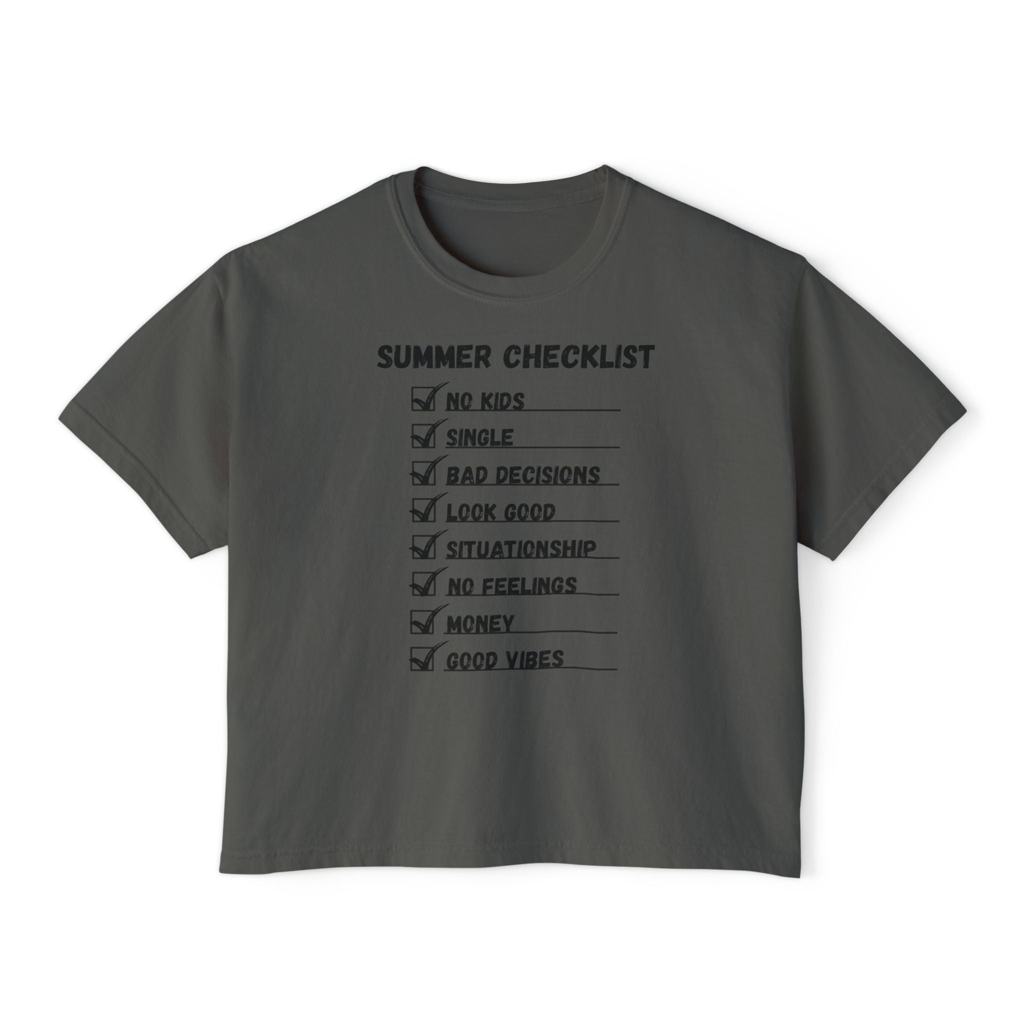Summer Checklist Boxy Tee — 'Summer Checklist' Graphic Women's Boxy T-Shirt