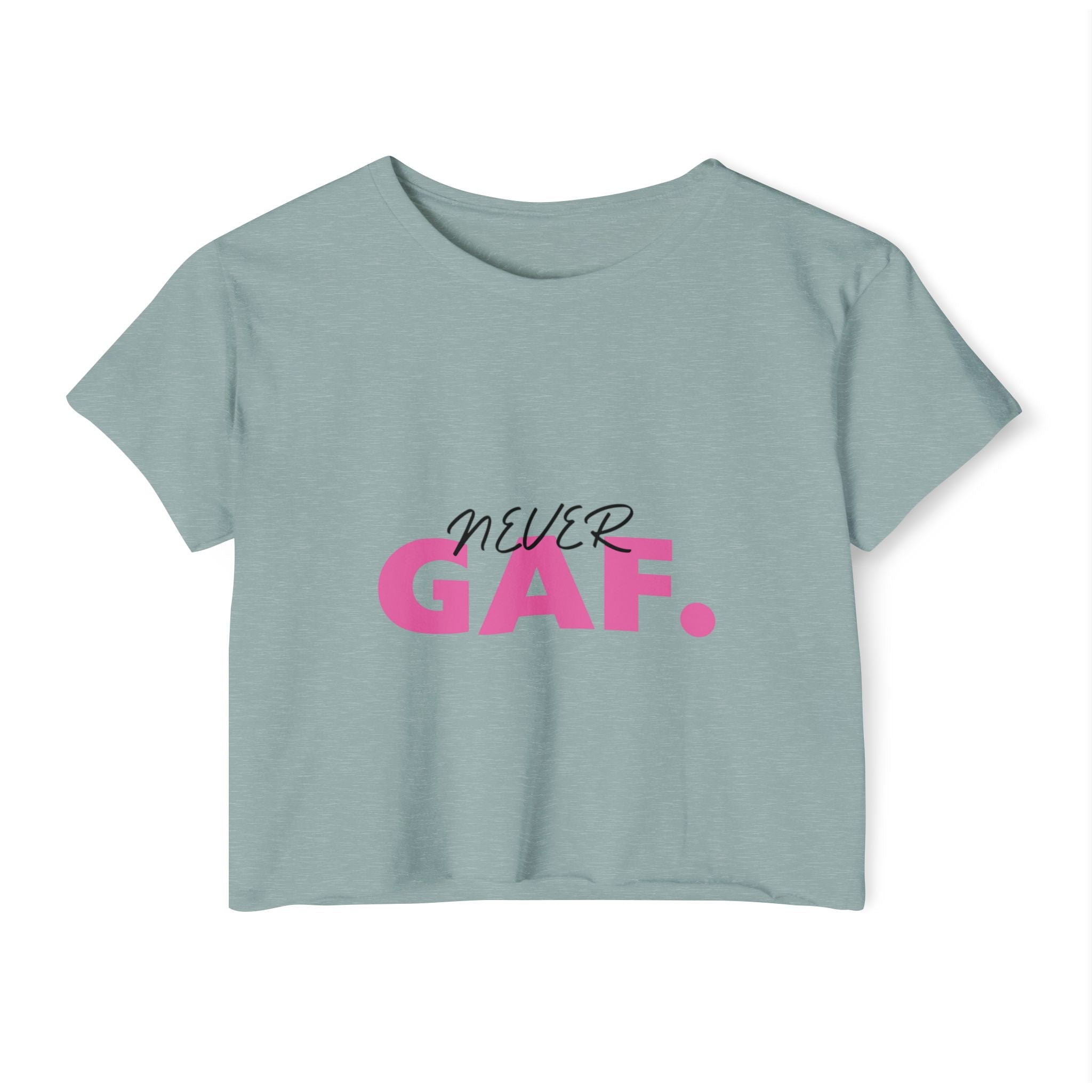 Never GAF Crop Top | Bold Pink Typography, Festival Graphic Tee