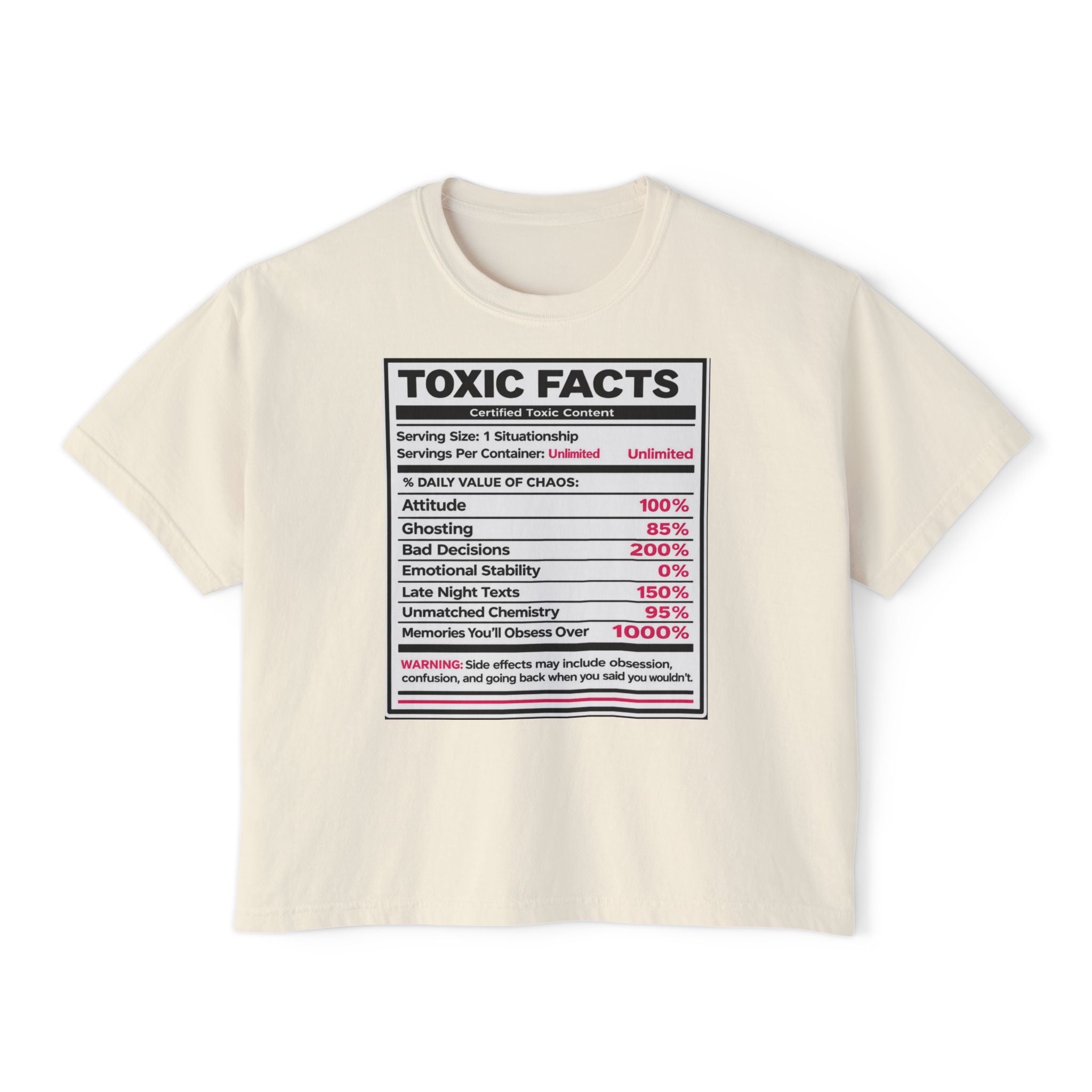 Toxic Facts Graphic Tee — Funny “Toxic Facts” Nutrition Label Shirt