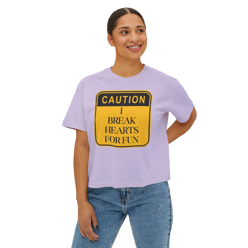 Caution: I Break Hearts For Fun Boxy Tee