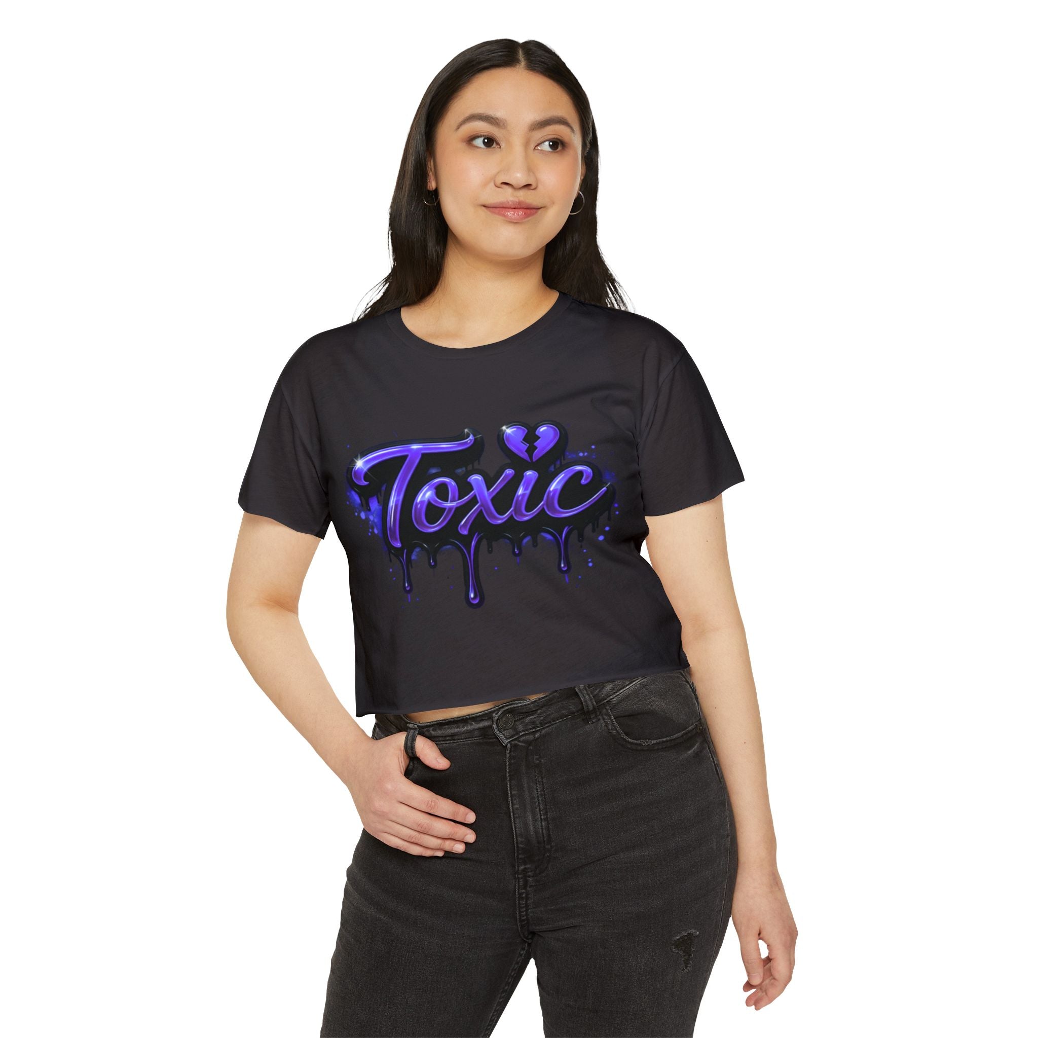 Toxic Graphic Crop Top — Purple Drip Festival Tee