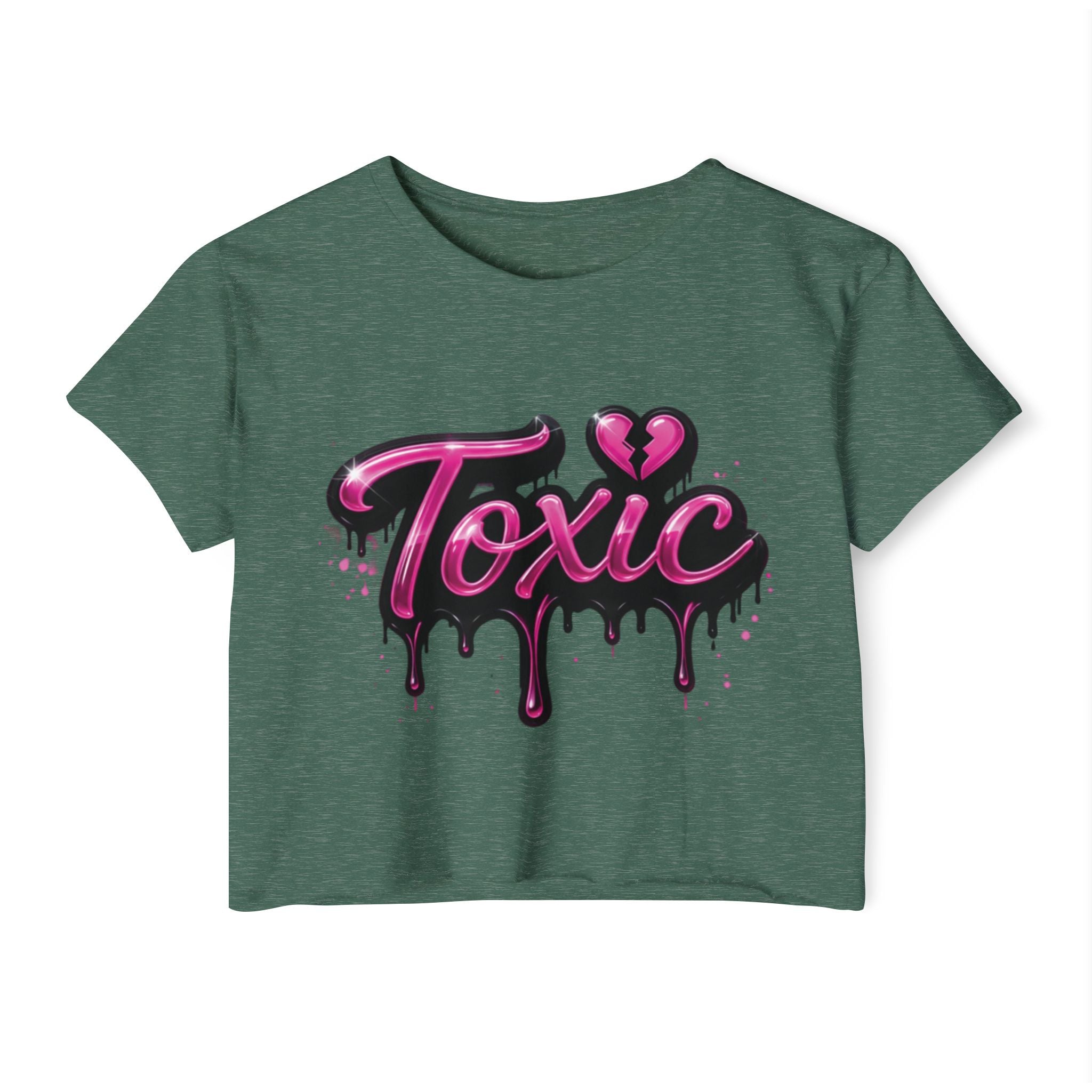 Toxic Graphic Crop Top — Pink Drip Festival Tee for Women