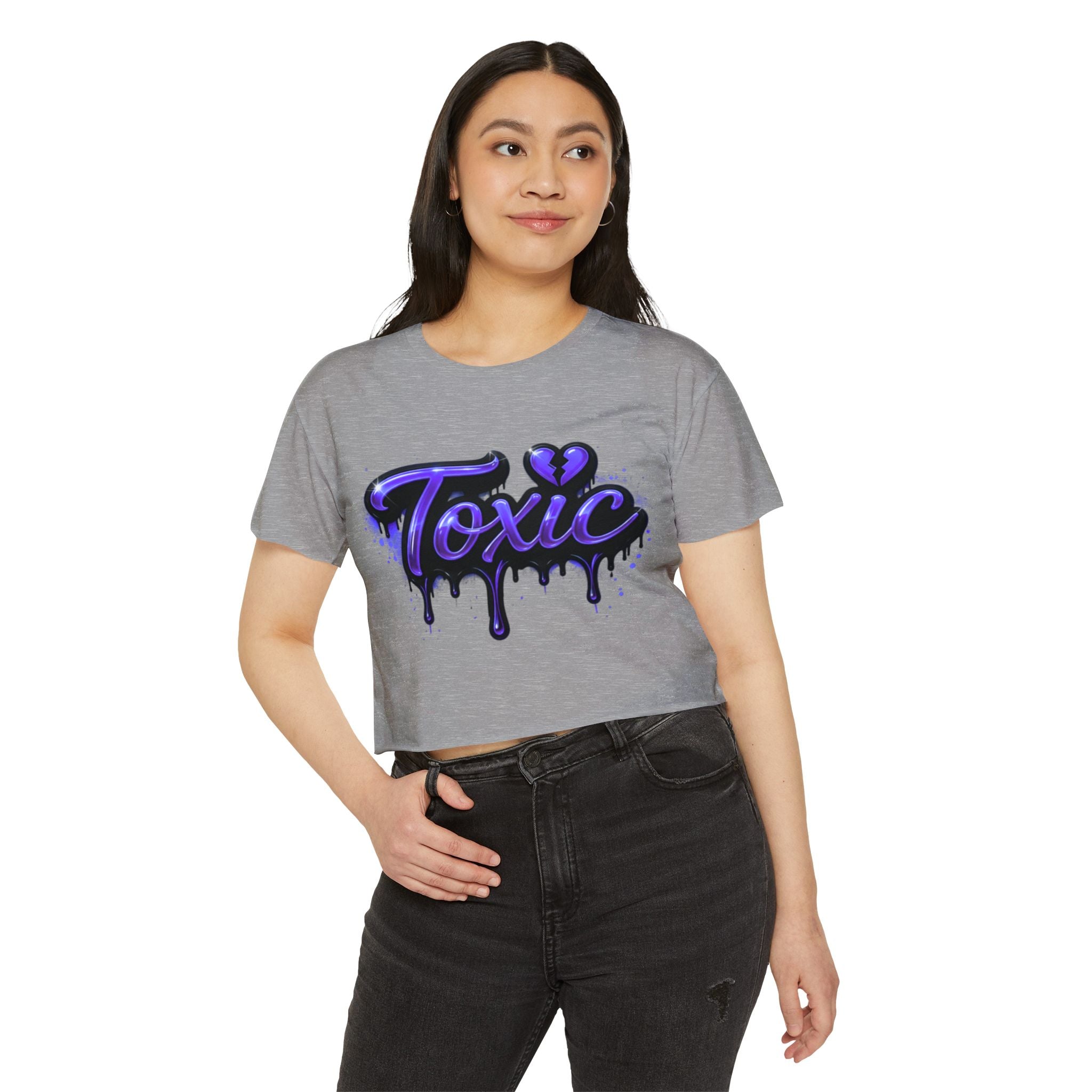 Toxic Graphic Crop Top — Purple Drip Festival Tee