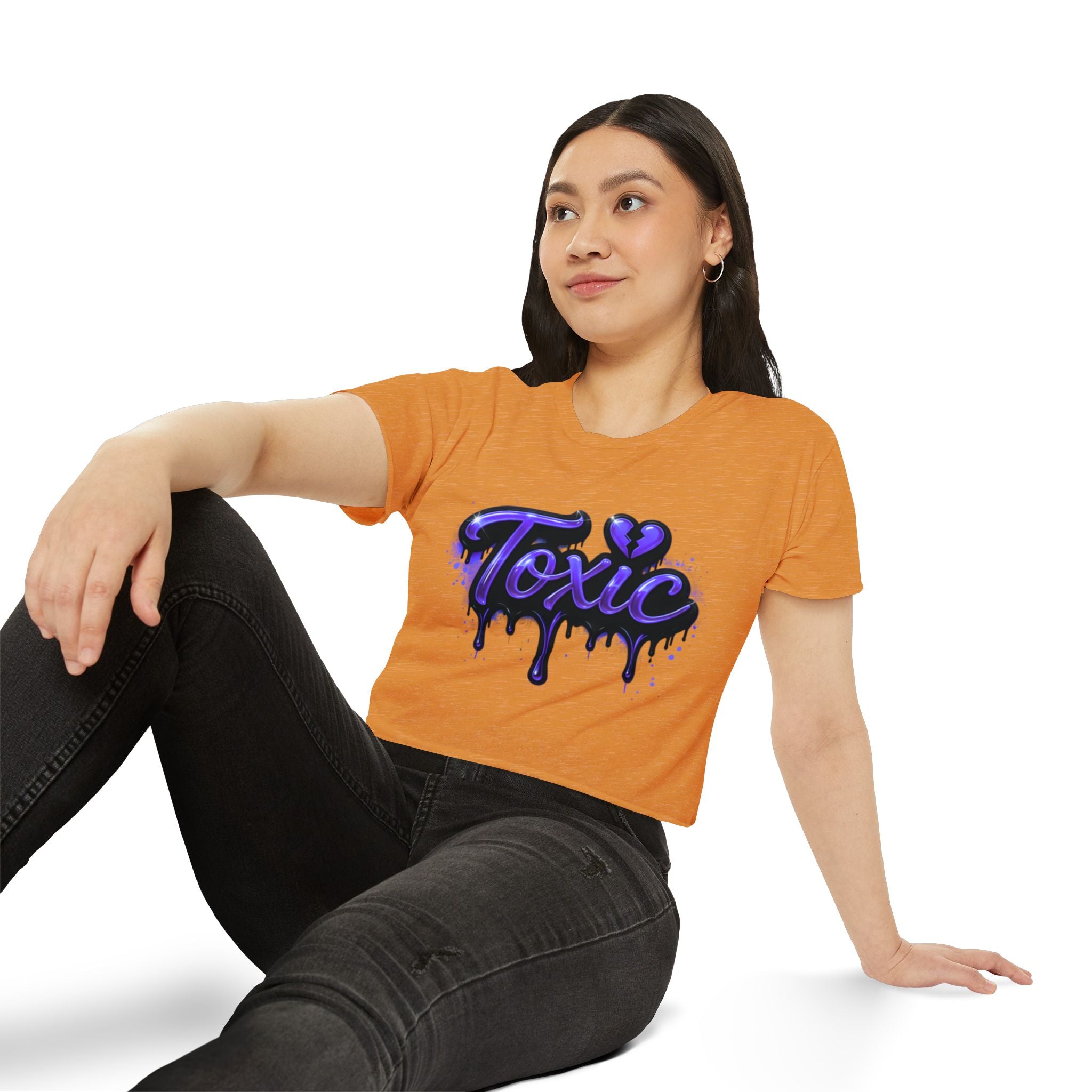 Toxic Graphic Crop Top — Purple Drip Festival Tee