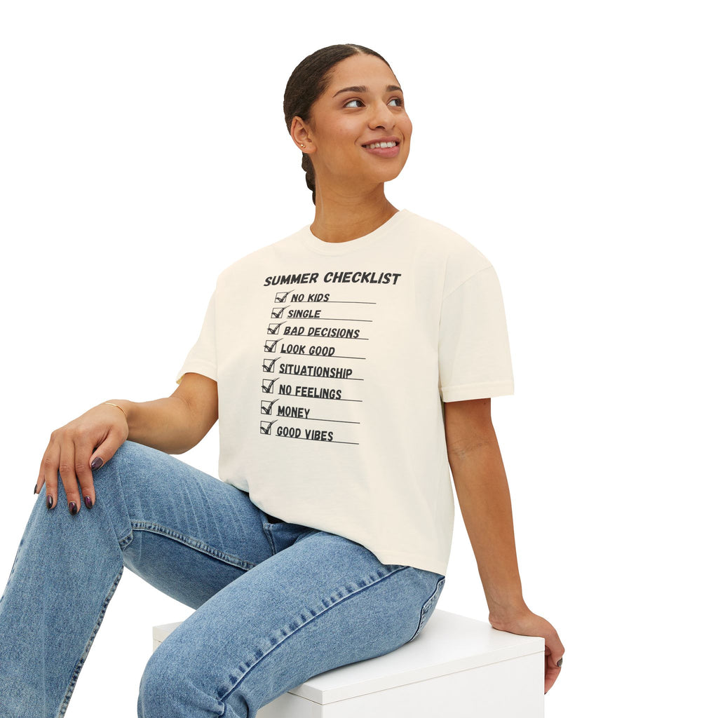 Summer Checklist Boxy Tee — 'Summer Checklist' Graphic Women's Boxy T-Shirt