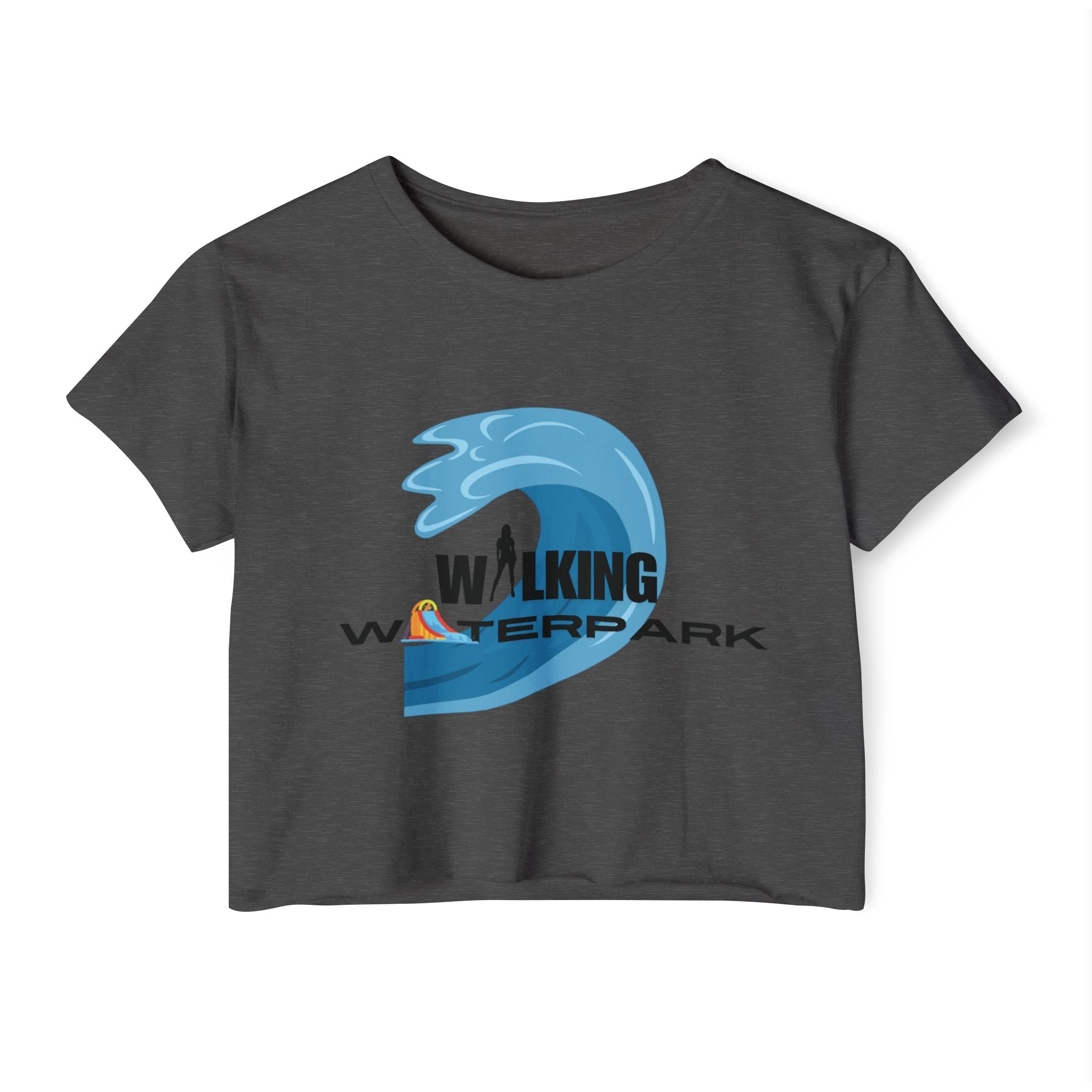 Walking Waterpark Crop Top — Women's Festival Surf Wave Tee