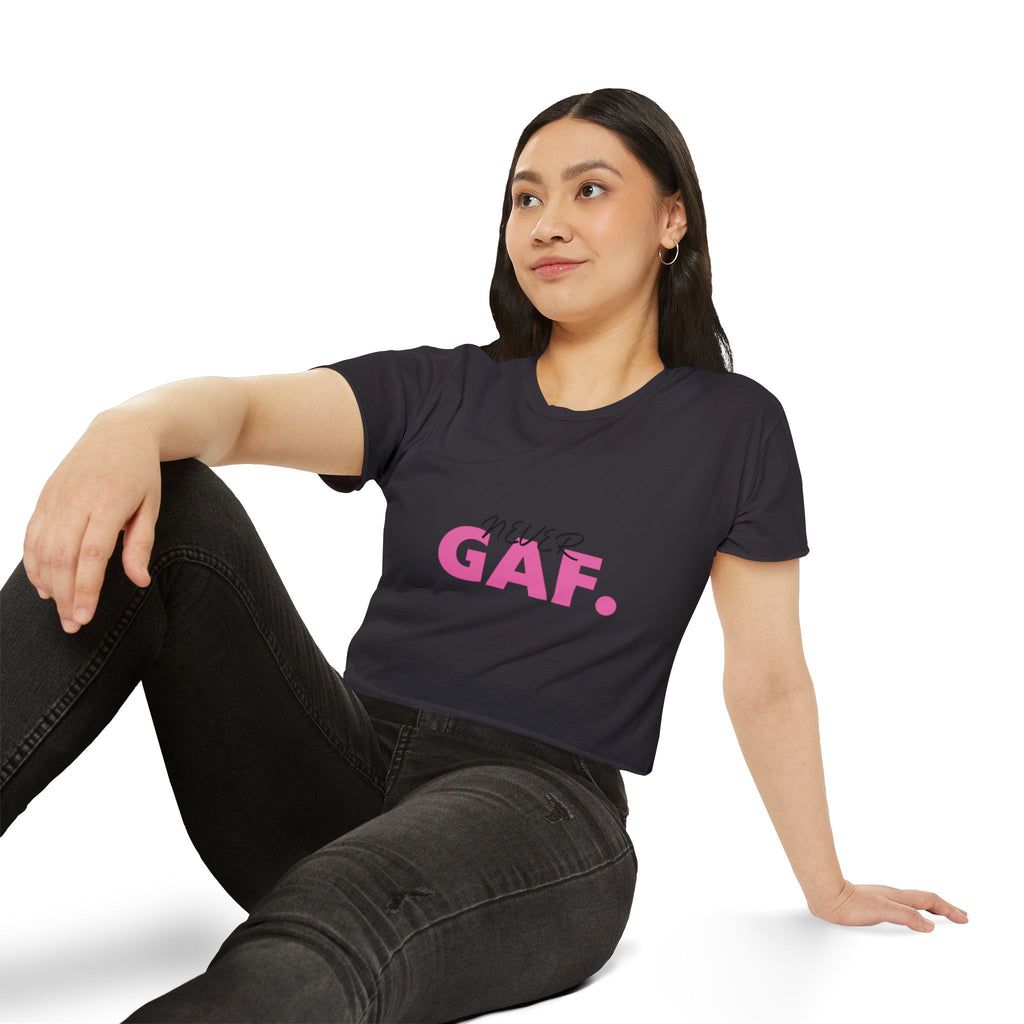 Never GAF Crop Top | Bold Pink Typography, Festival Graphic Tee