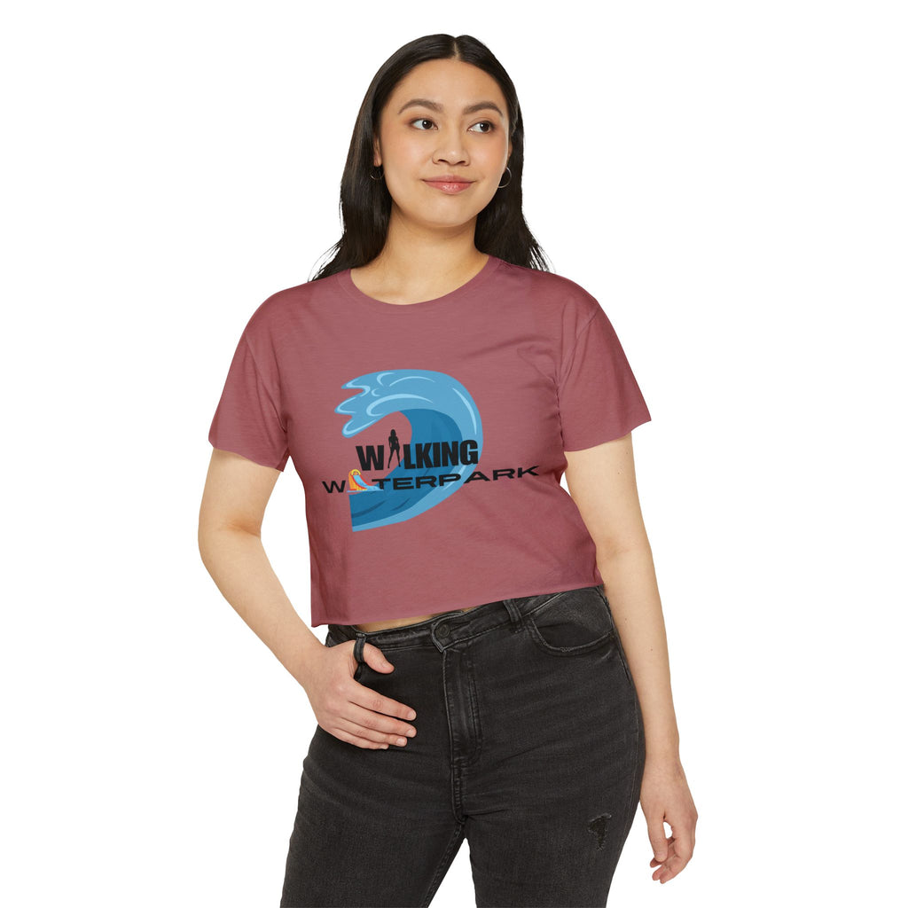 Walking Waterpark Crop Top — Women's Festival Surf Wave Tee