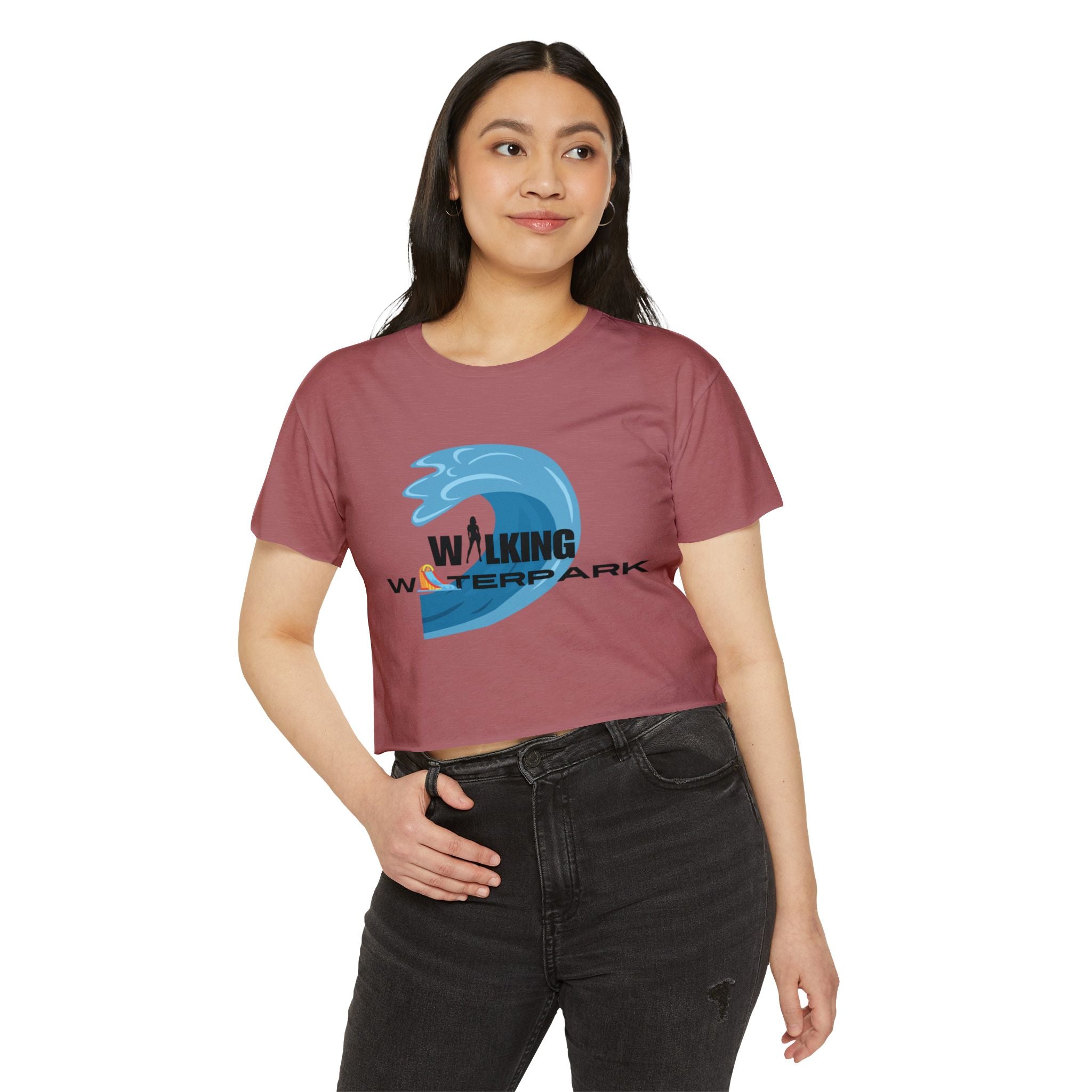 Walking Waterpark Crop Top — Women's Festival Surf Wave Tee