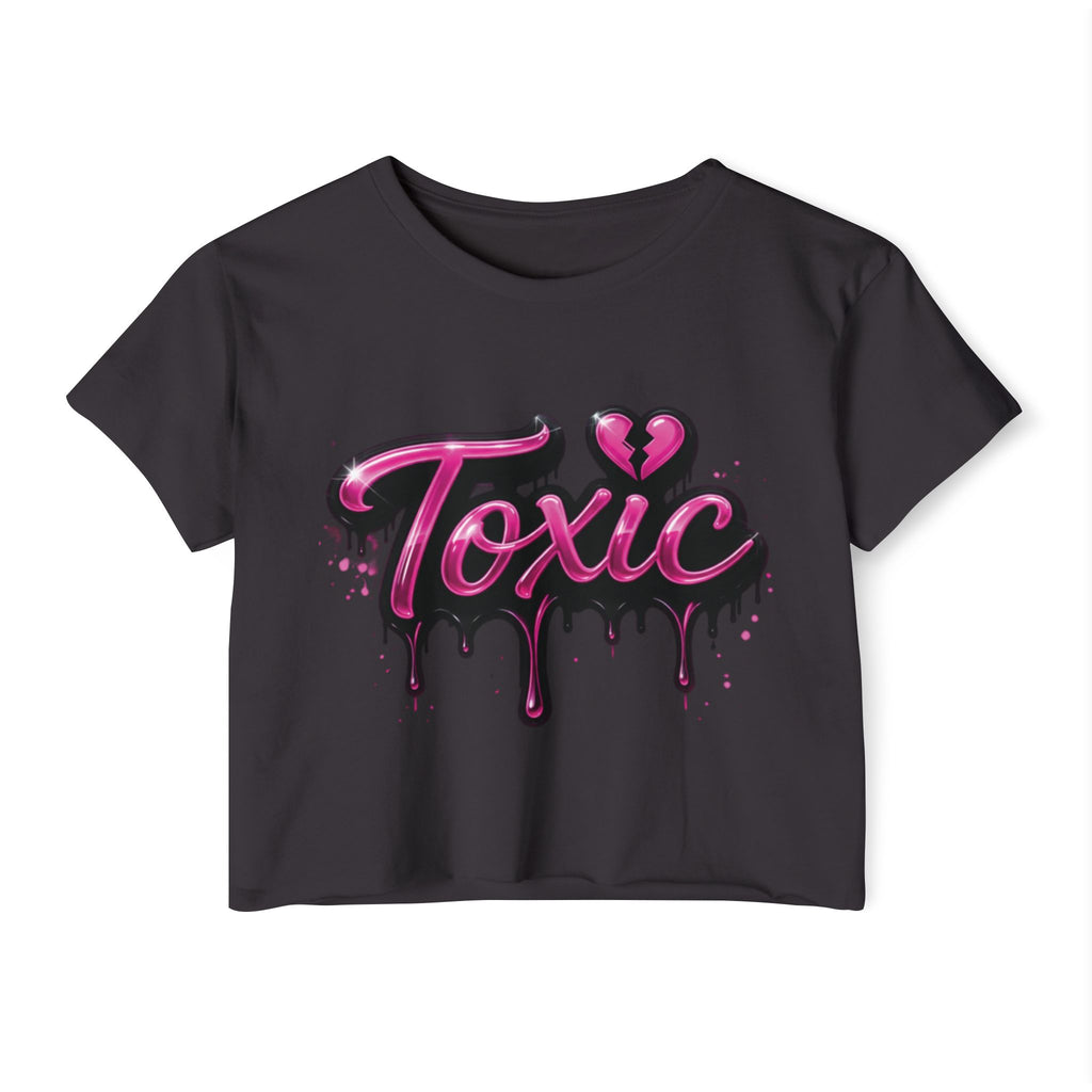 Toxic Graphic Crop Top — Pink Drip Festival Tee for Women