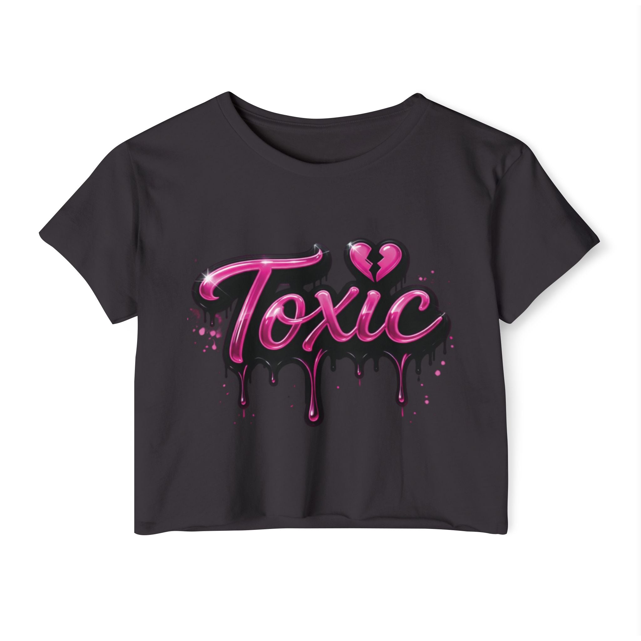 Toxic Graphic Crop Top — Pink Drip Festival Tee for Women