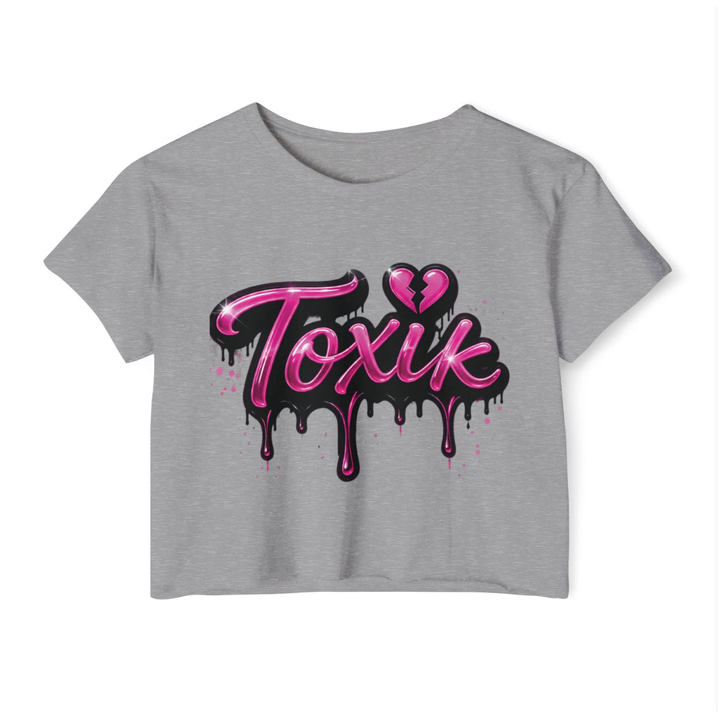 Toxik Graphic Crop Top — Pink Drip Festival Tee for Women