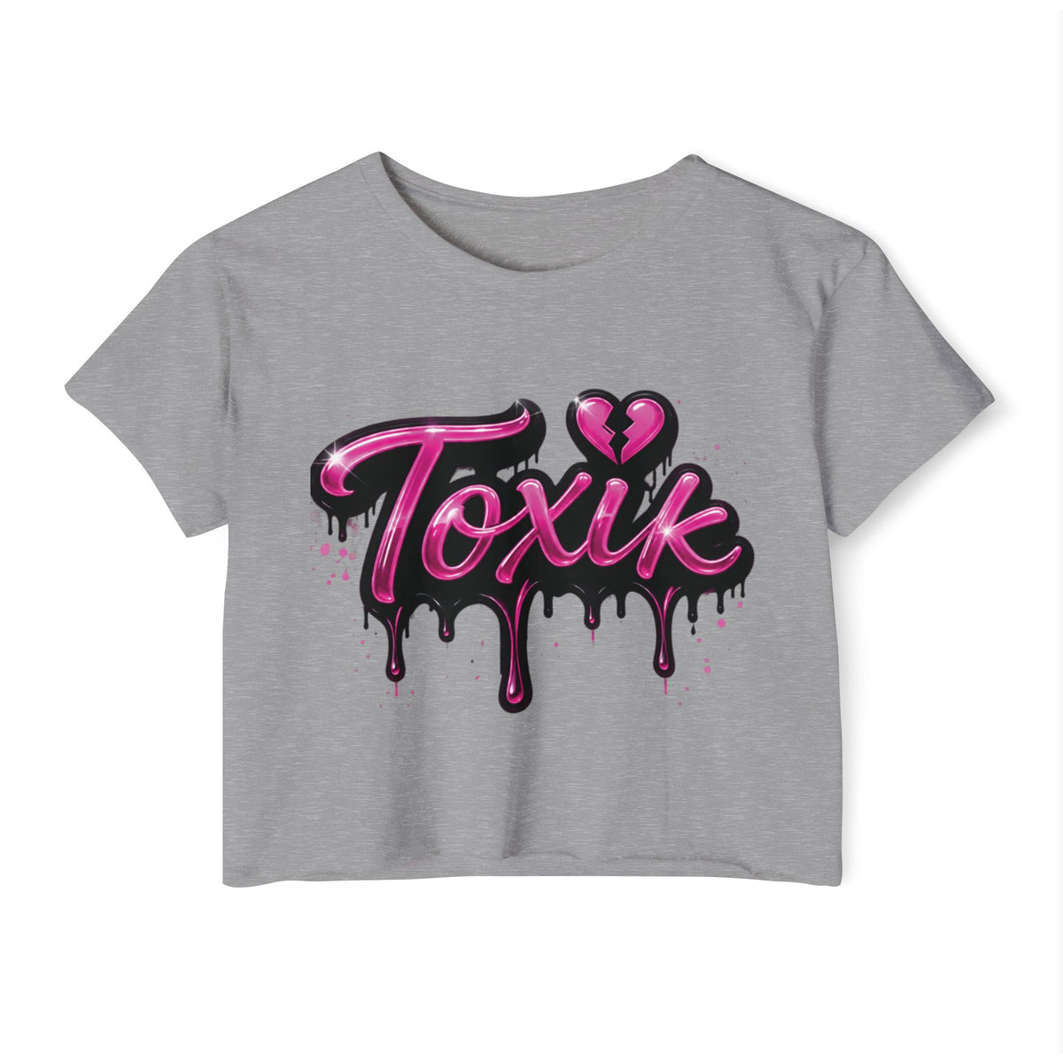 Toxik Graphic Crop Top — Pink Drip Festival Tee for Women