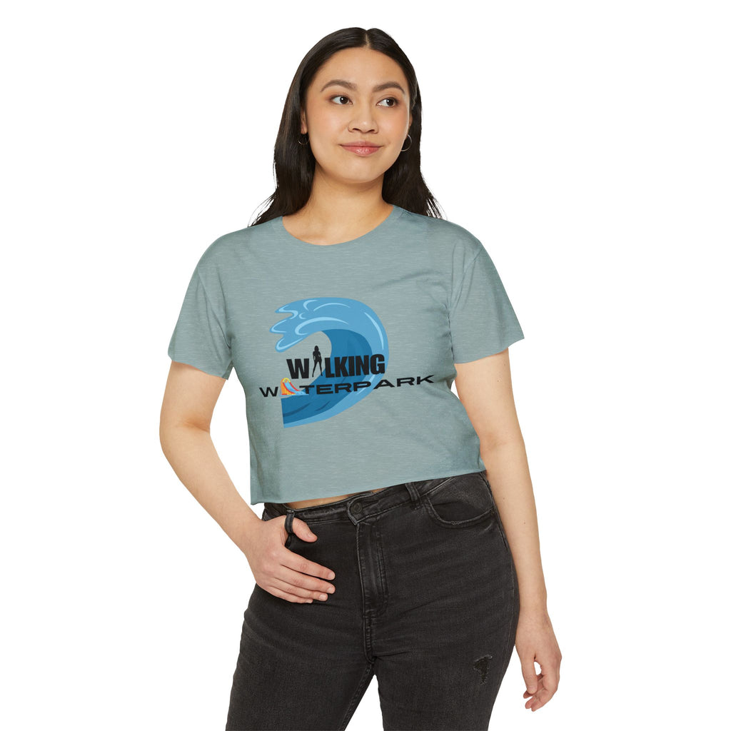 Walking Waterpark Crop Top — Women's Festival Surf Wave Tee
