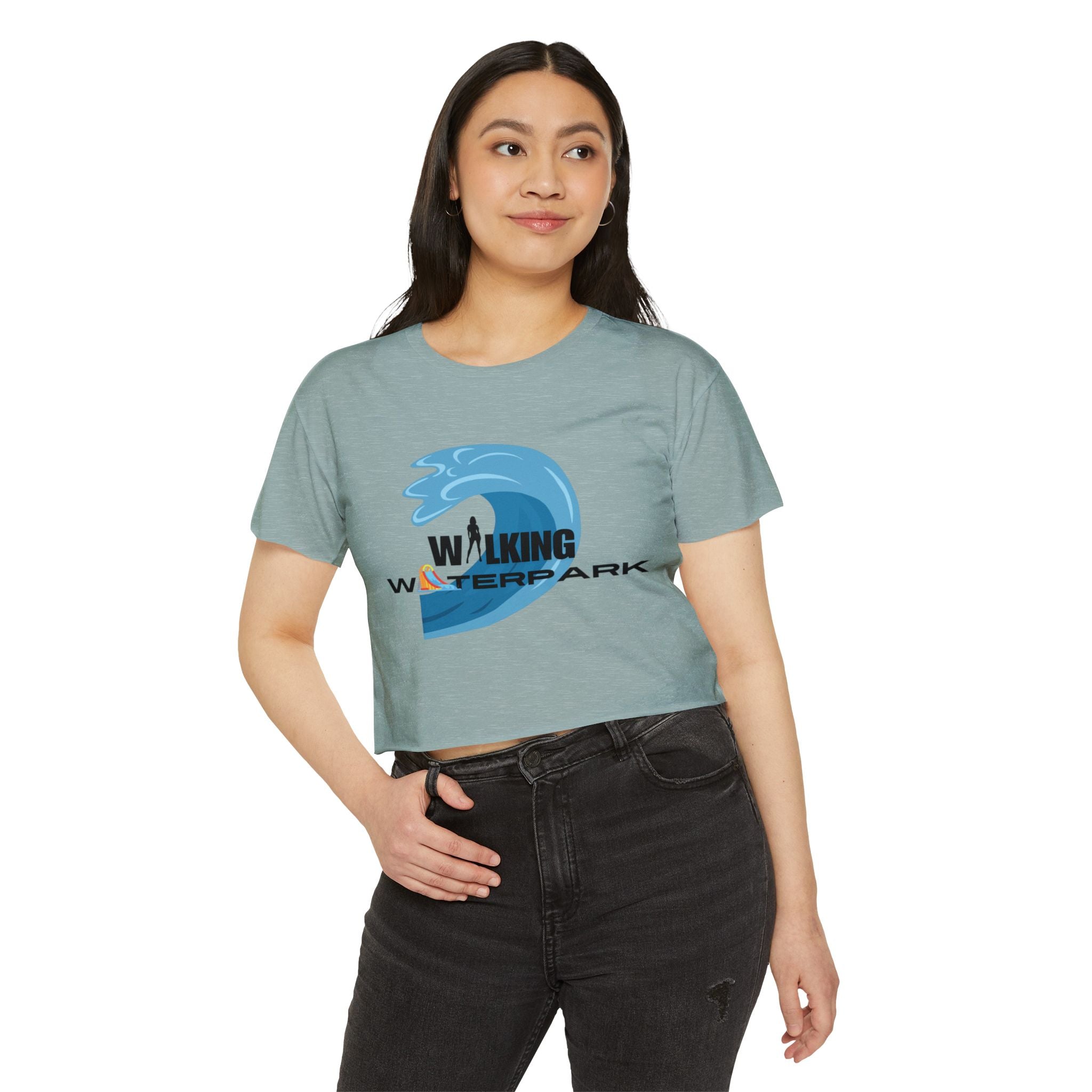Walking Waterpark Crop Top — Women's Festival Surf Wave Tee